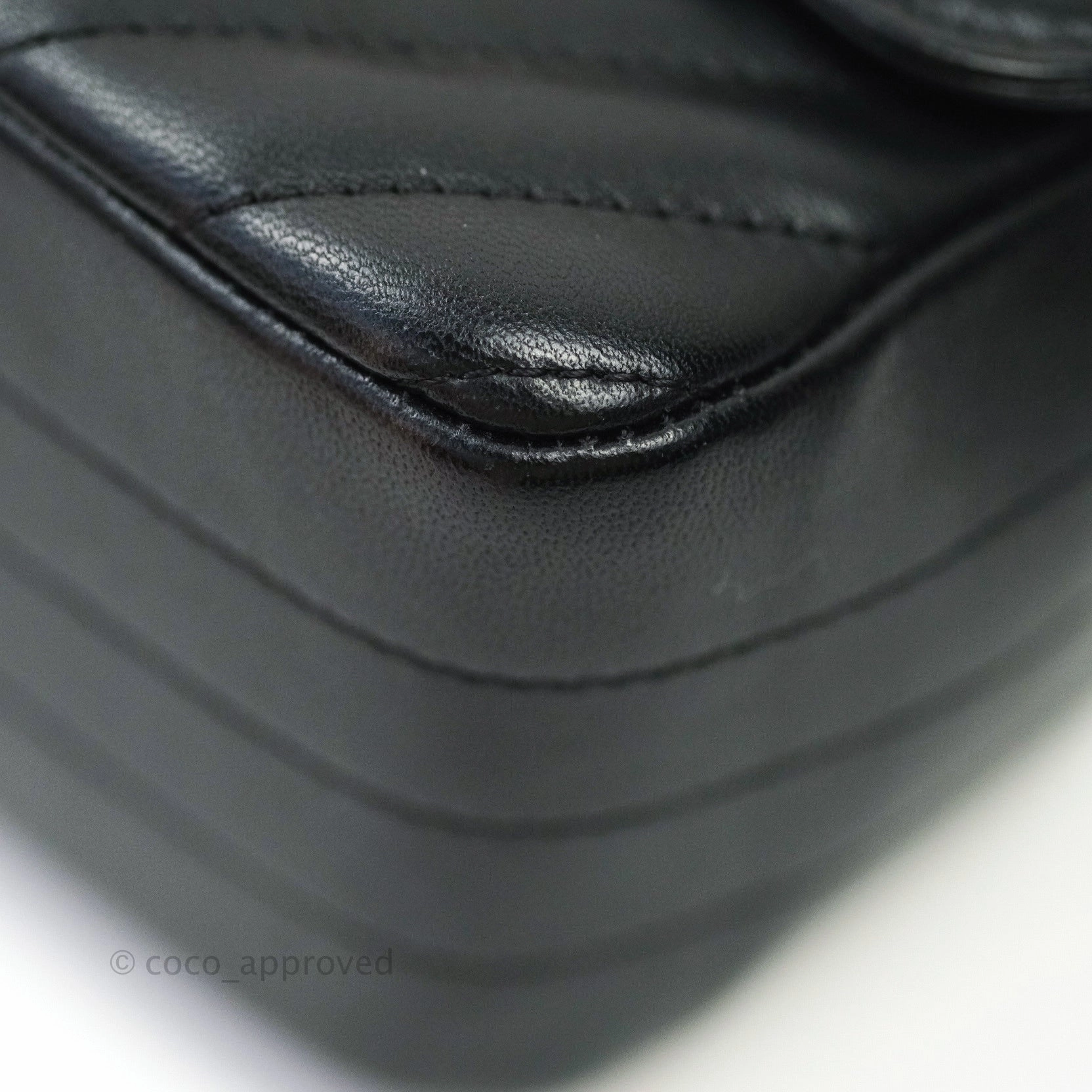Chanel Mini Square Chevron Black Lambskin Gold Hardware
