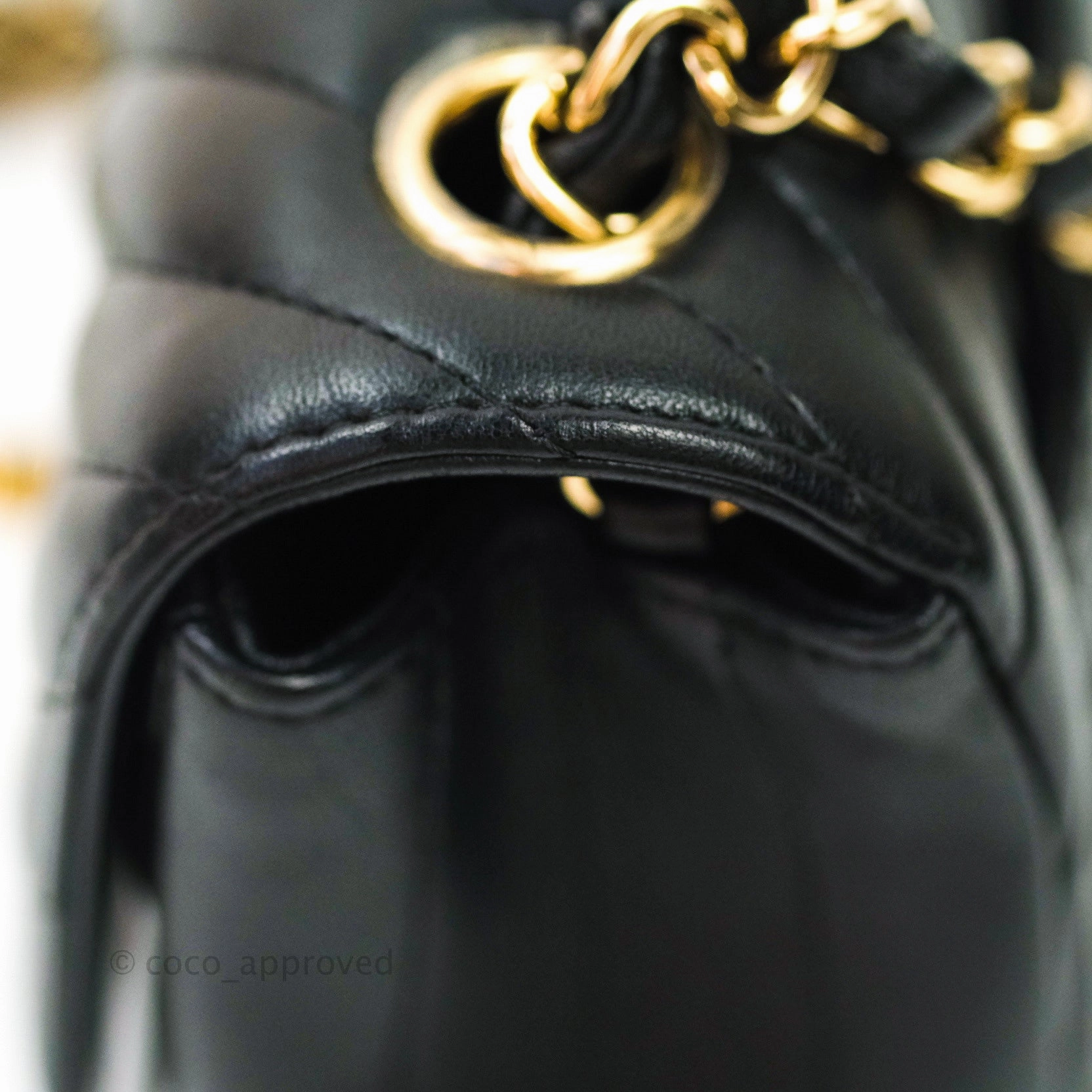 Chanel Mini Square Chevron Black Lambskin Gold Hardware