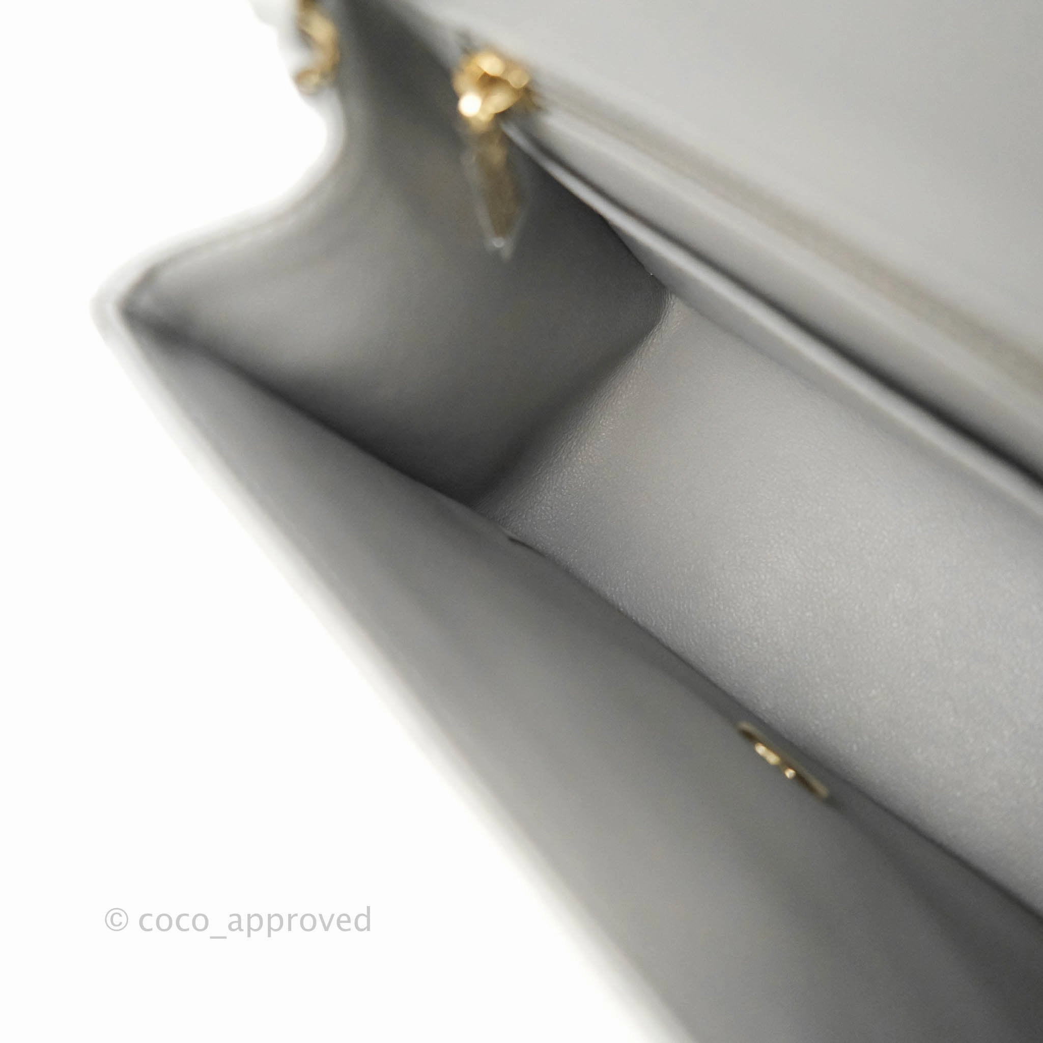 Chanel Mini Square Chevron Grey Lambskin Gold Hardware