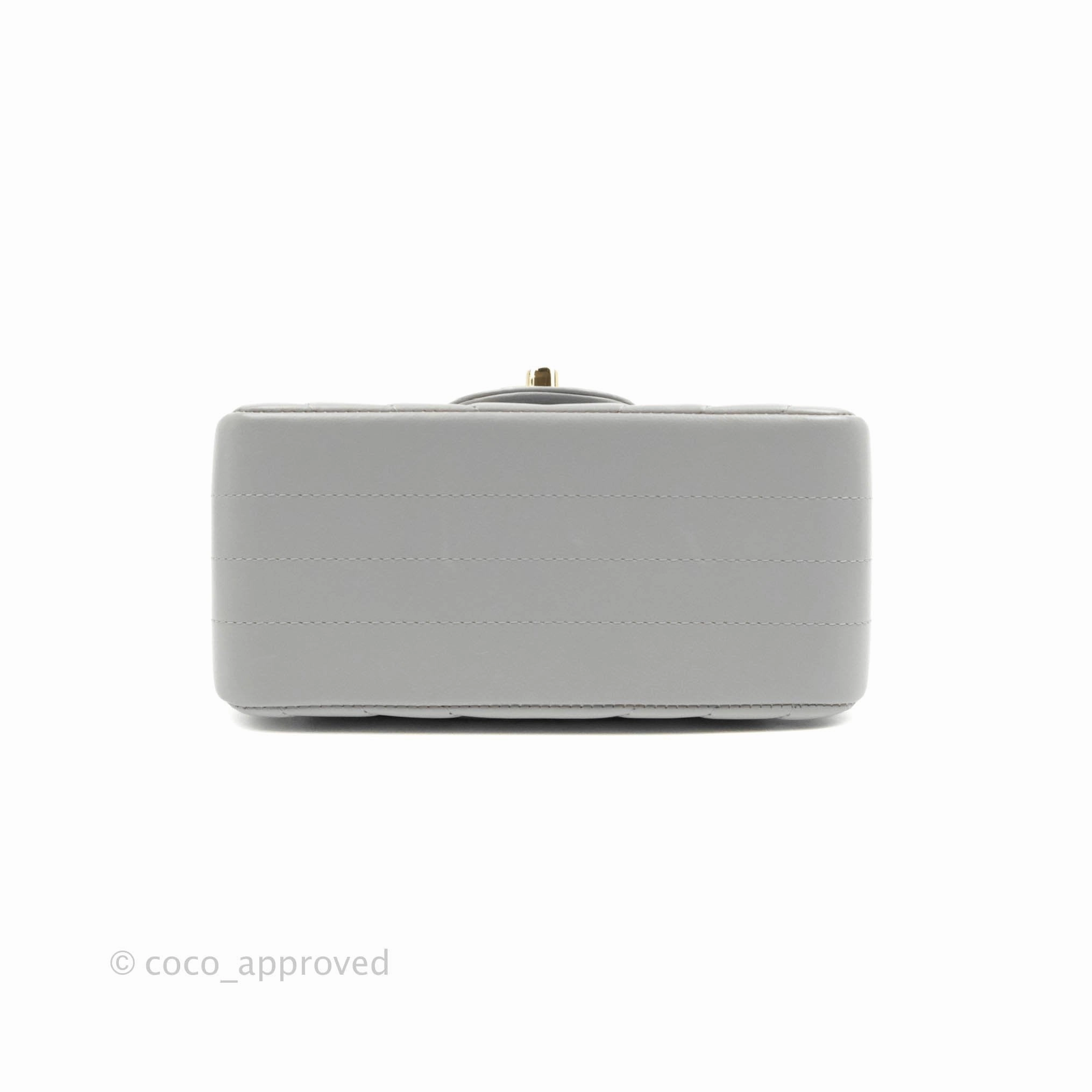 Chanel Mini Square Chevron Grey Lambskin Gold Hardware