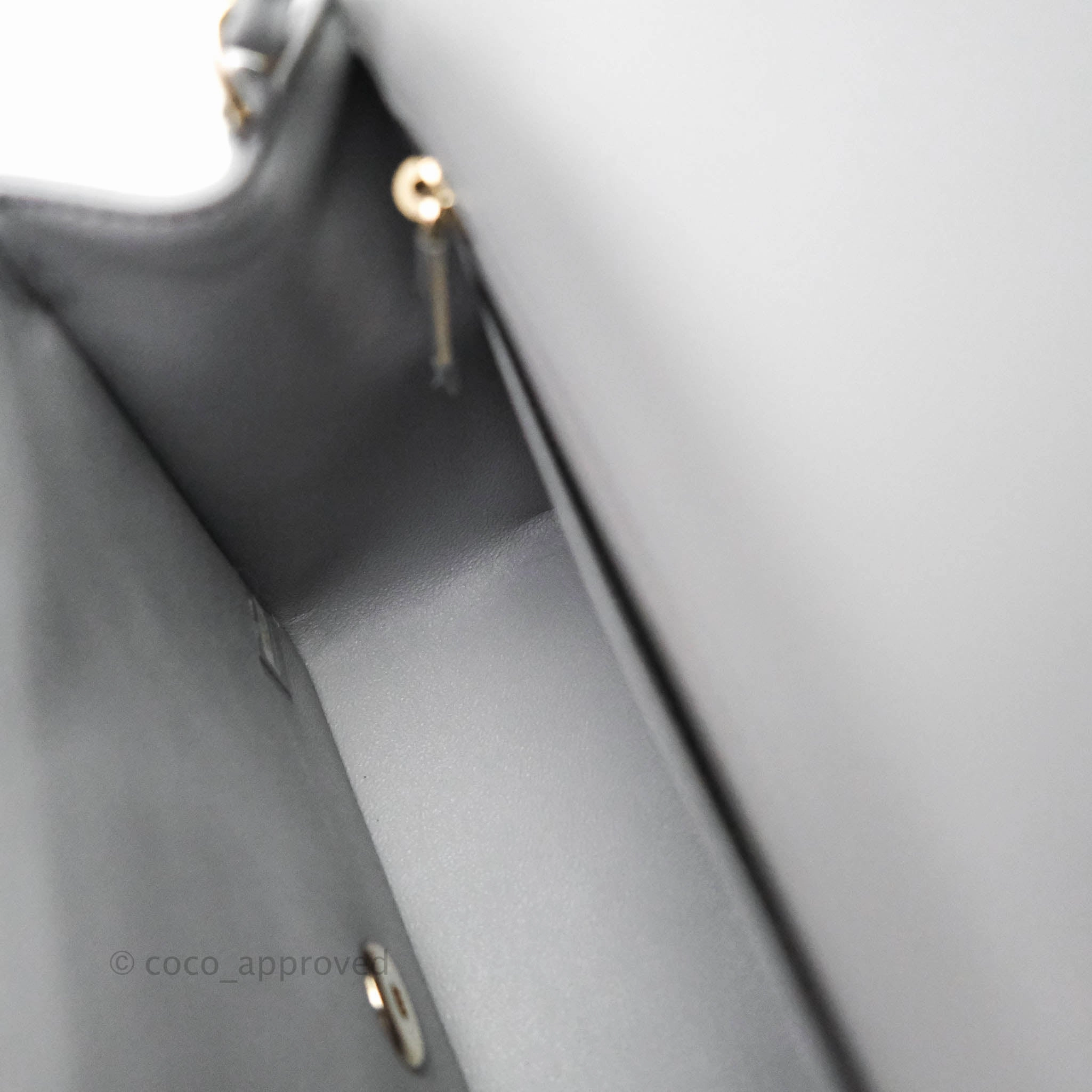 Chanel Mini Square Chevron Grey Lambskin Gold Hardware 20S