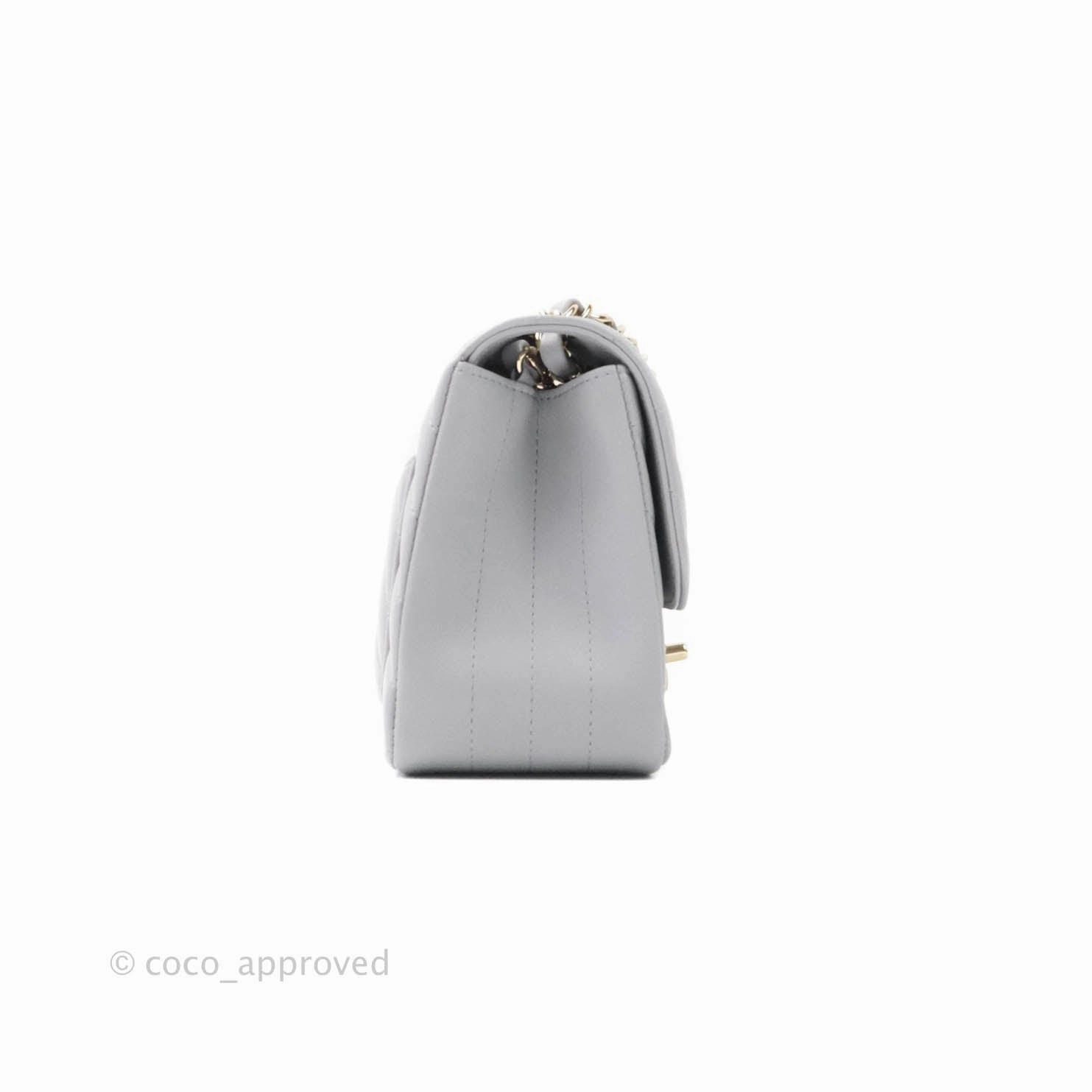 Chanel Mini Square Chevron Grey Lambskin Gold Hardware 20S