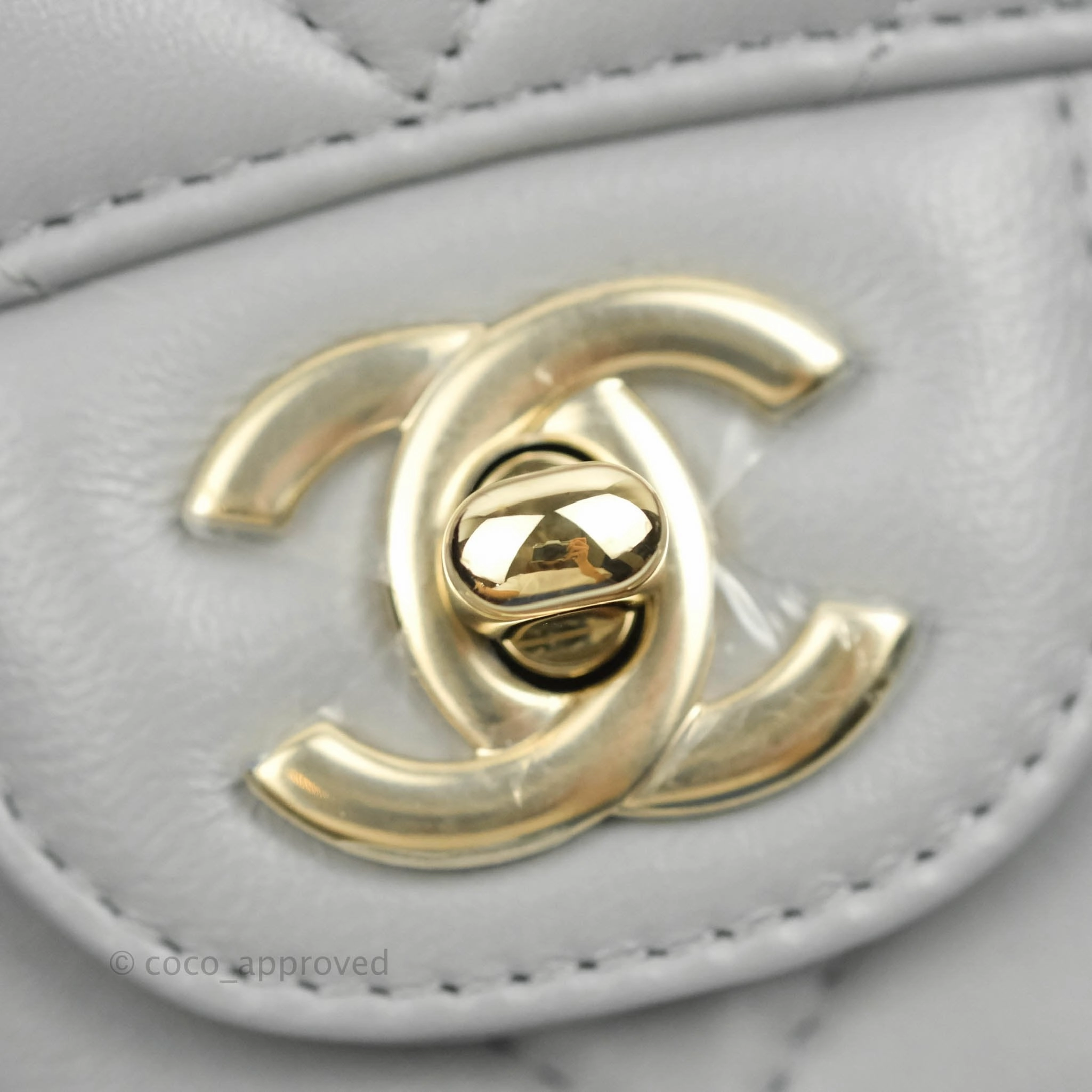 Chanel Mini Square Chevron Grey Lambskin Gold Hardware