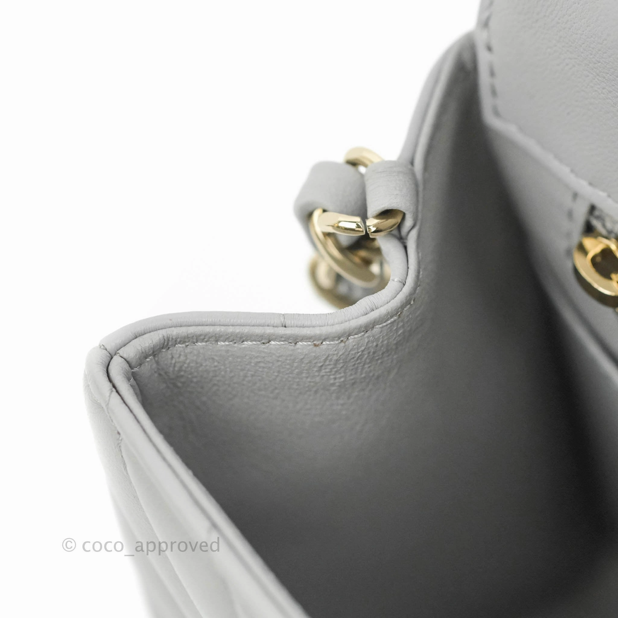 Chanel Mini Square Chevron Grey Lambskin Gold Hardware