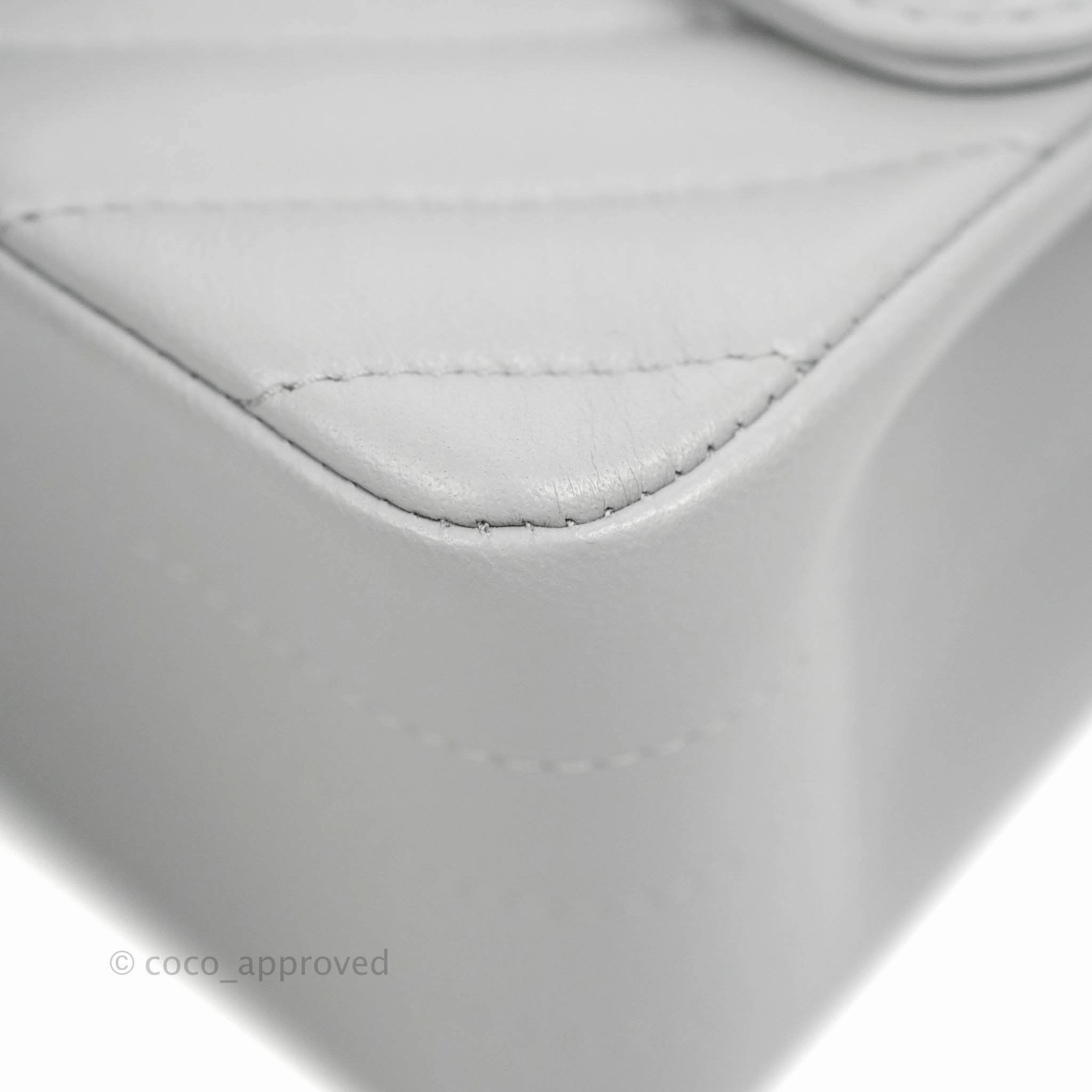 Chanel Mini Square Chevron Grey Lambskin Gold Hardware
