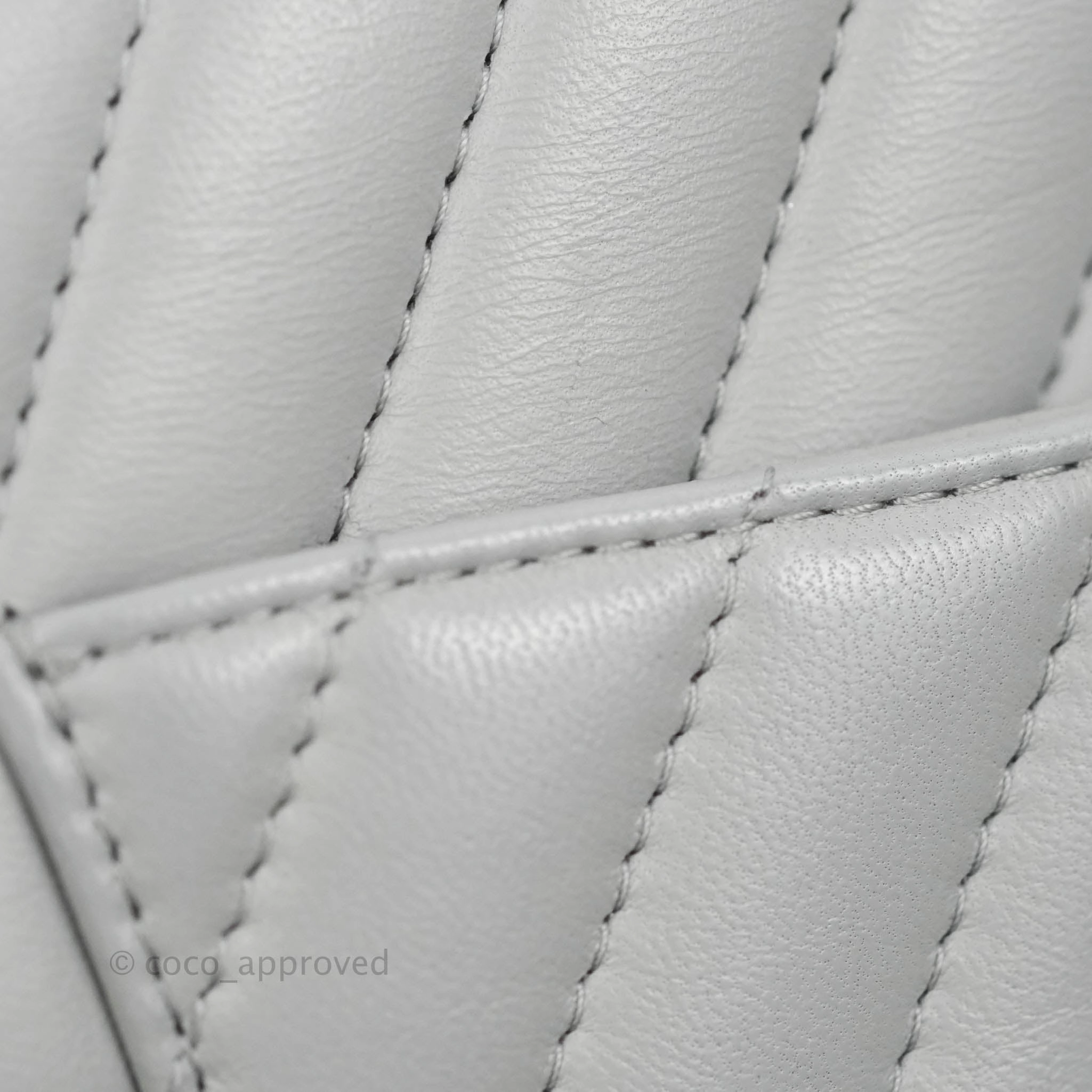Chanel Mini Square Chevron Grey Lambskin Gold Hardware