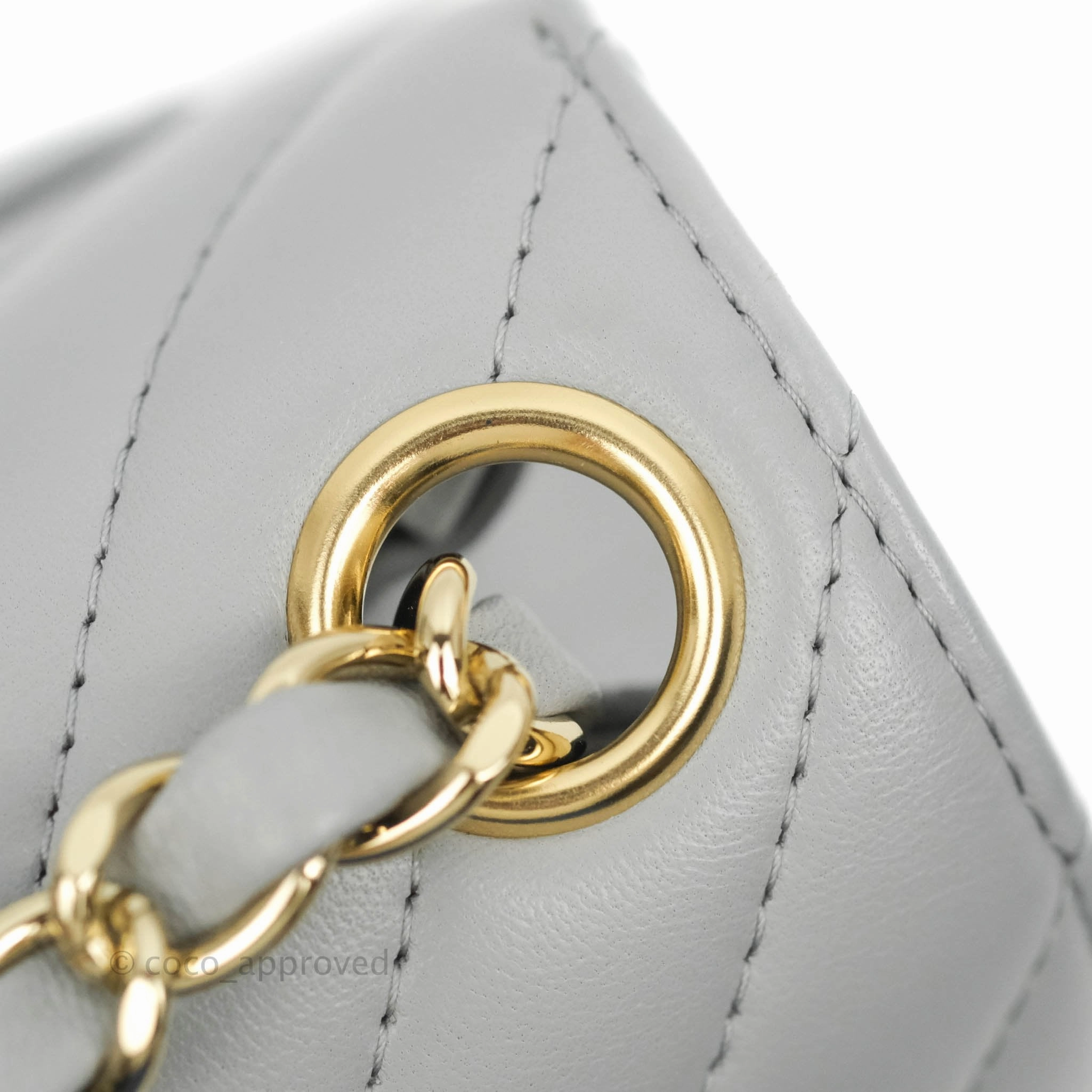 Chanel Mini Square Chevron Grey Lambskin Gold Hardware