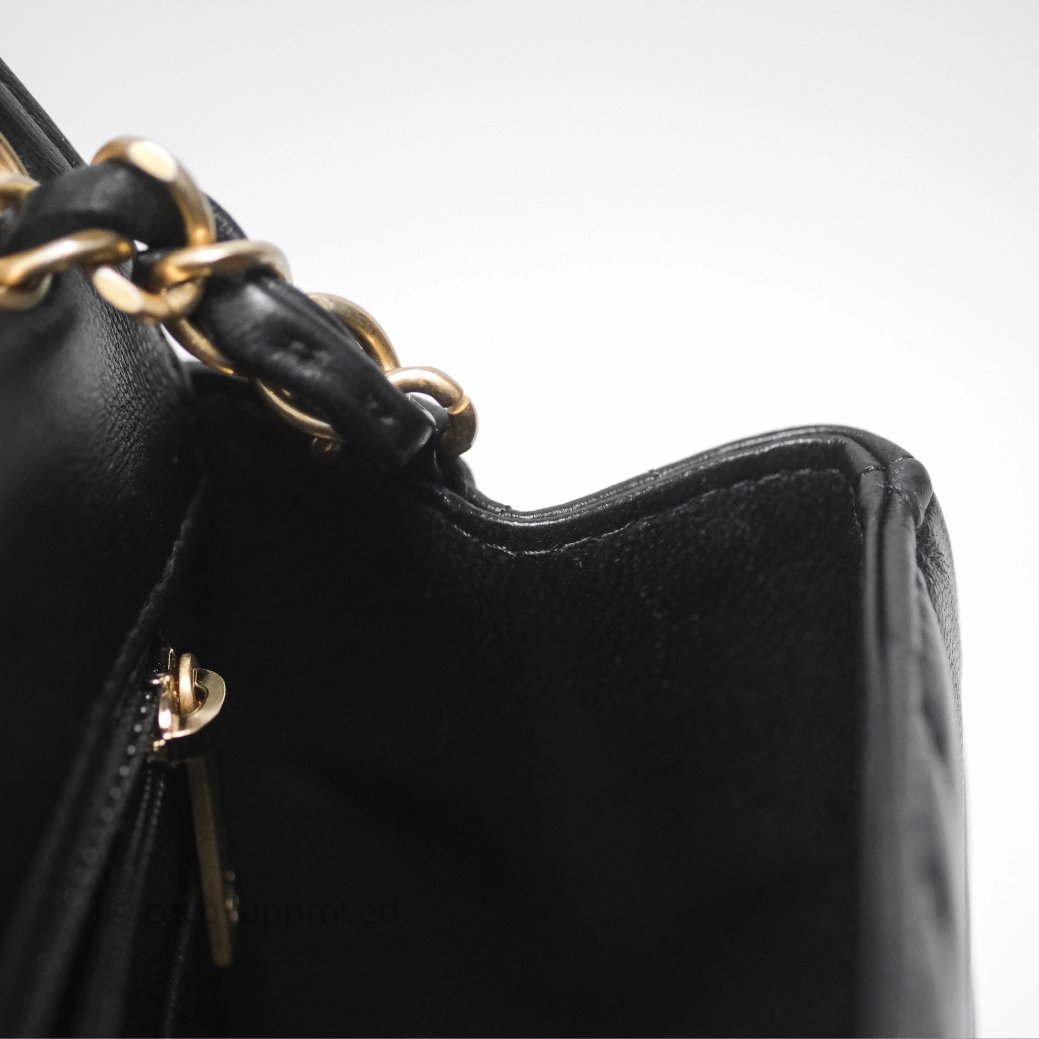 Chanel Mini Square Flap Chevron Black Lambskin Aged Gold Hardware