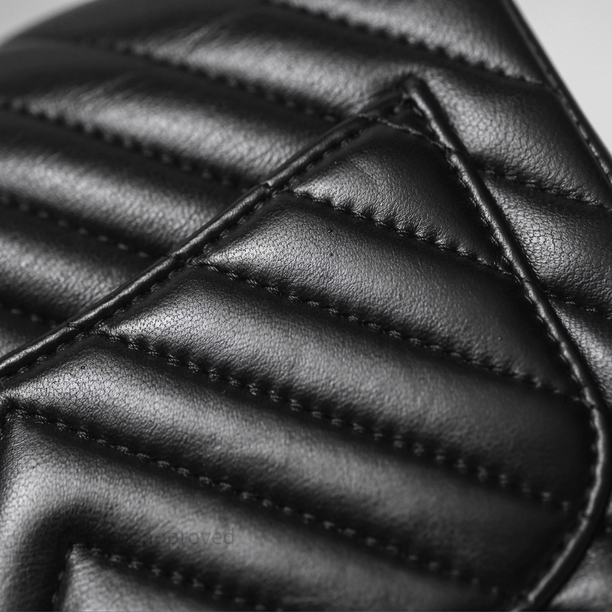 Chanel Mini Square Flap Chevron Black Lambskin Aged Gold Hardware