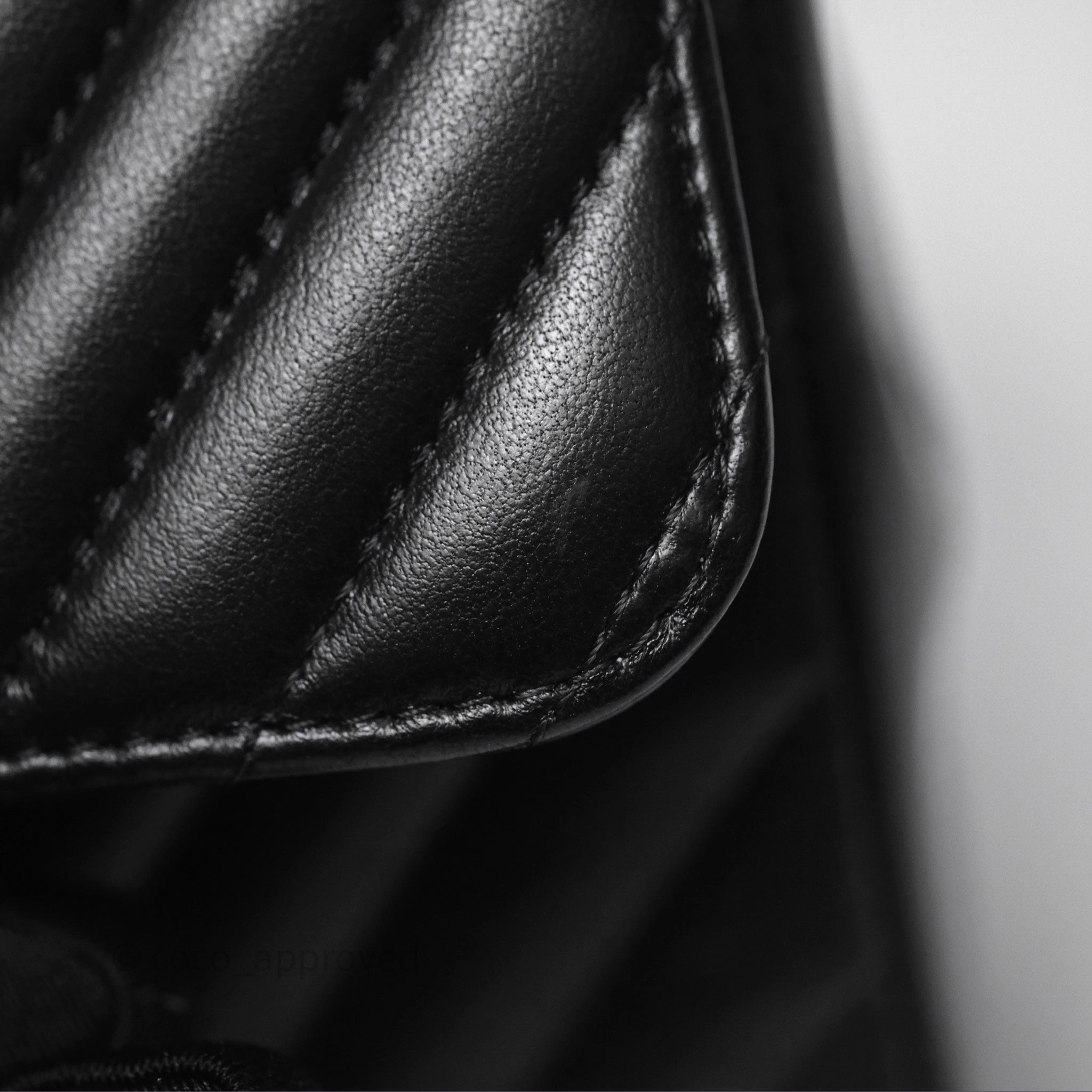 Chanel Mini Square Flap Chevron Black Lambskin Aged Gold Hardware