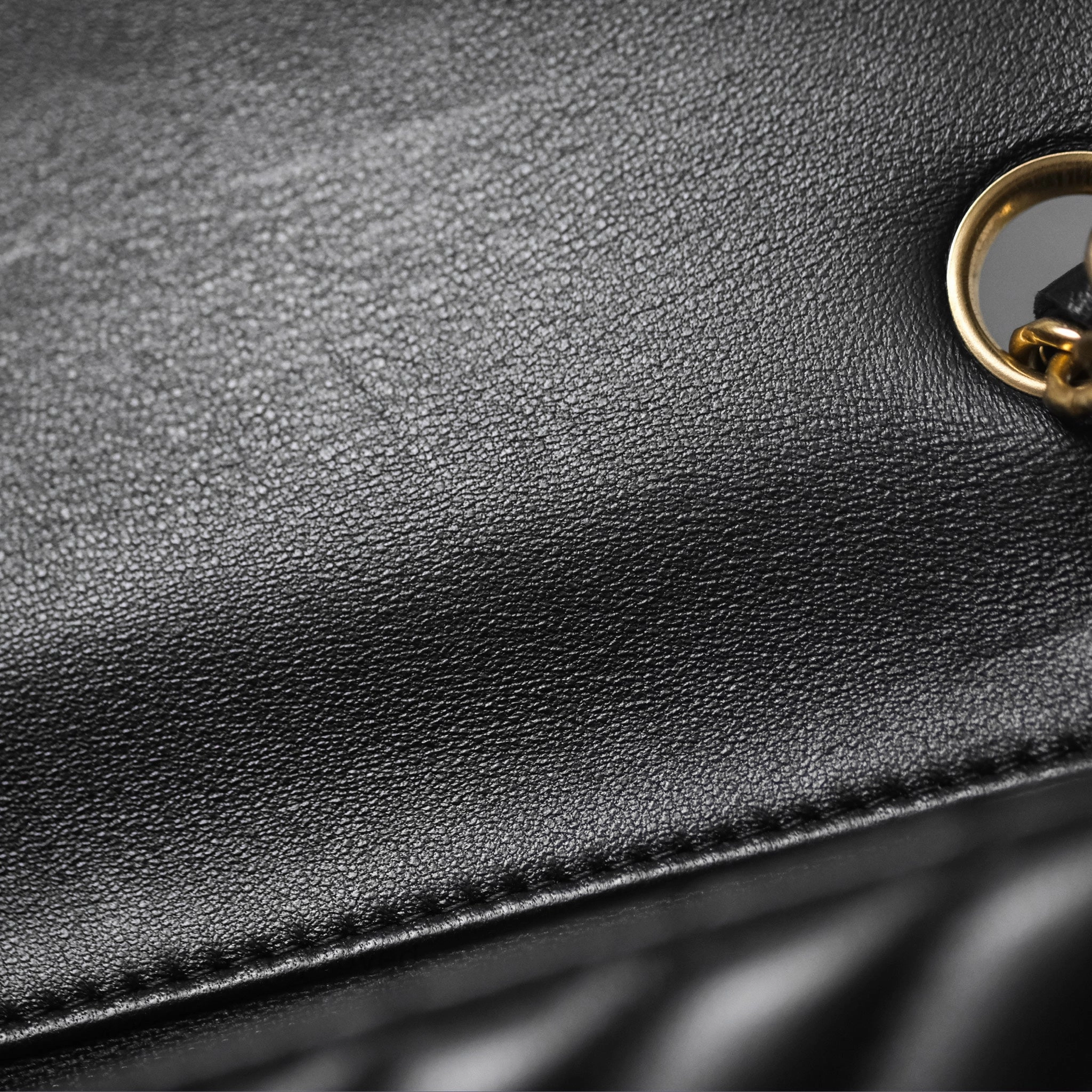 Chanel Mini Square Flap Chevron Black Lambskin Aged Gold Hardware