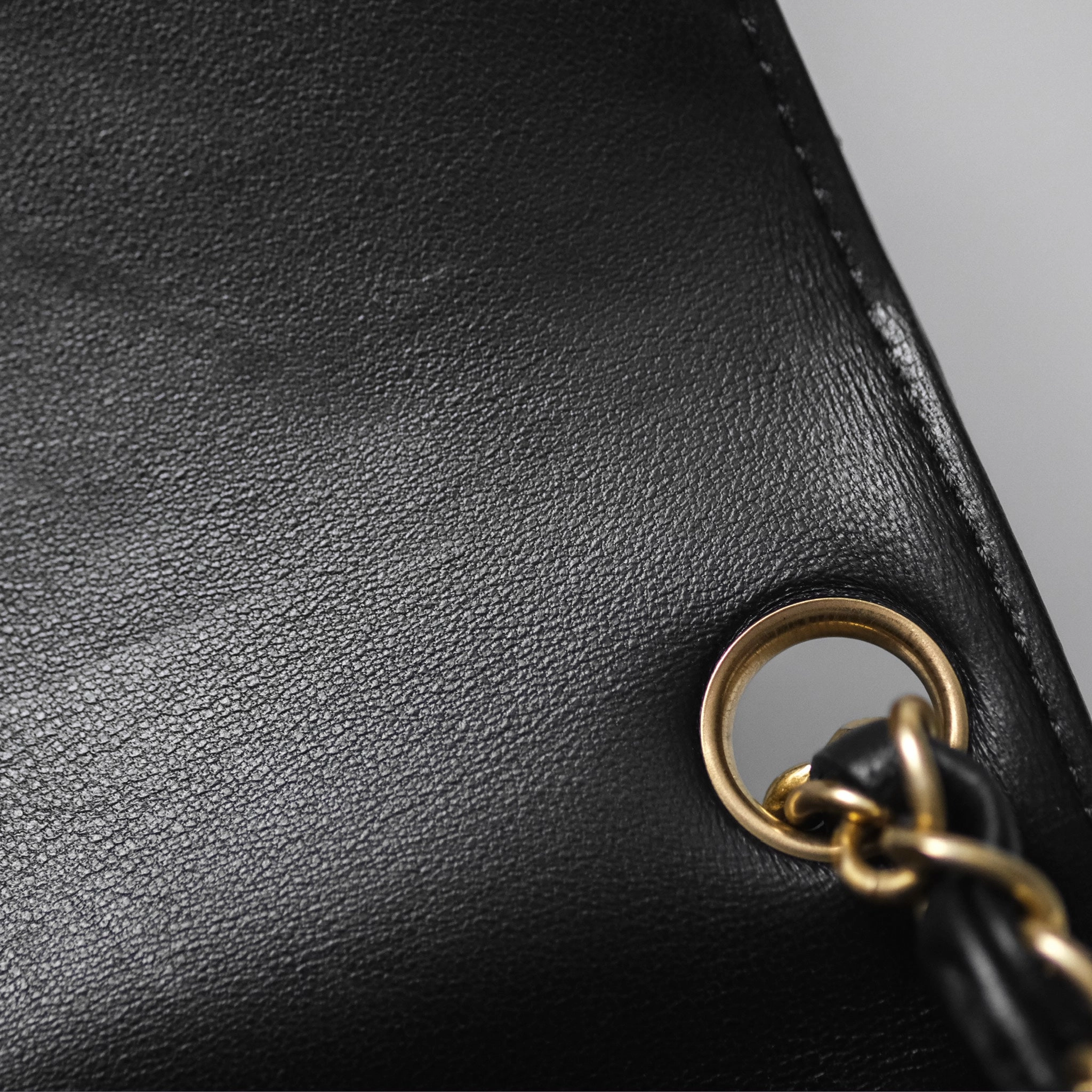 Chanel Mini Square Flap Chevron Black Lambskin Aged Gold Hardware