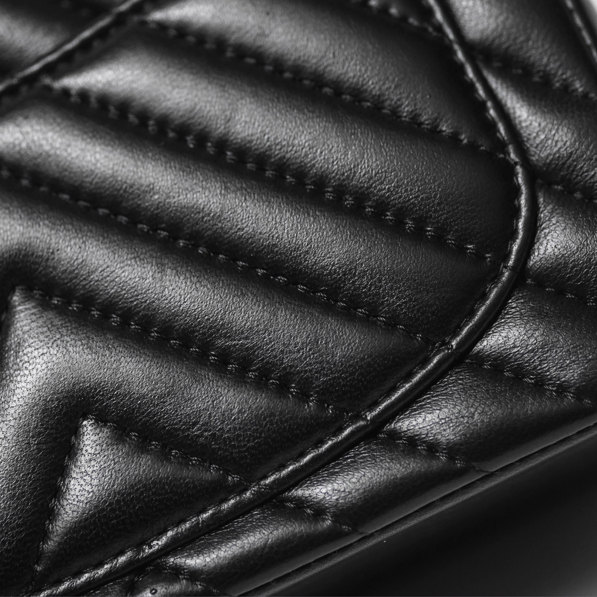 Chanel Mini Square Flap Chevron Black Lambskin Aged Gold Hardware