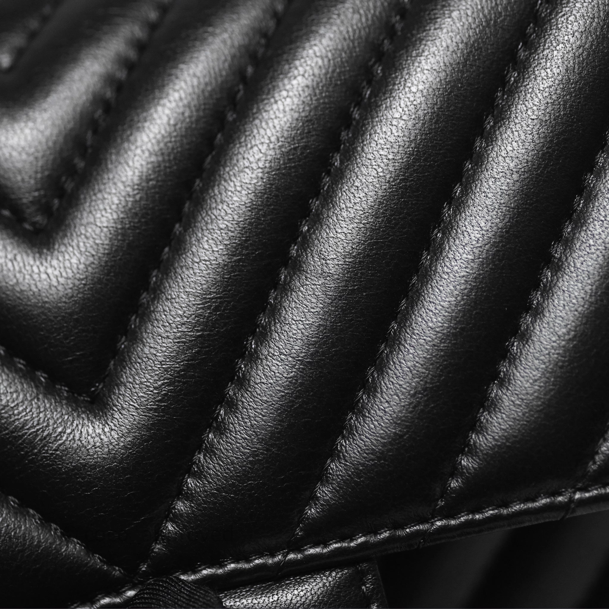Chanel Mini Square Flap Chevron Black Lambskin Aged Gold Hardware