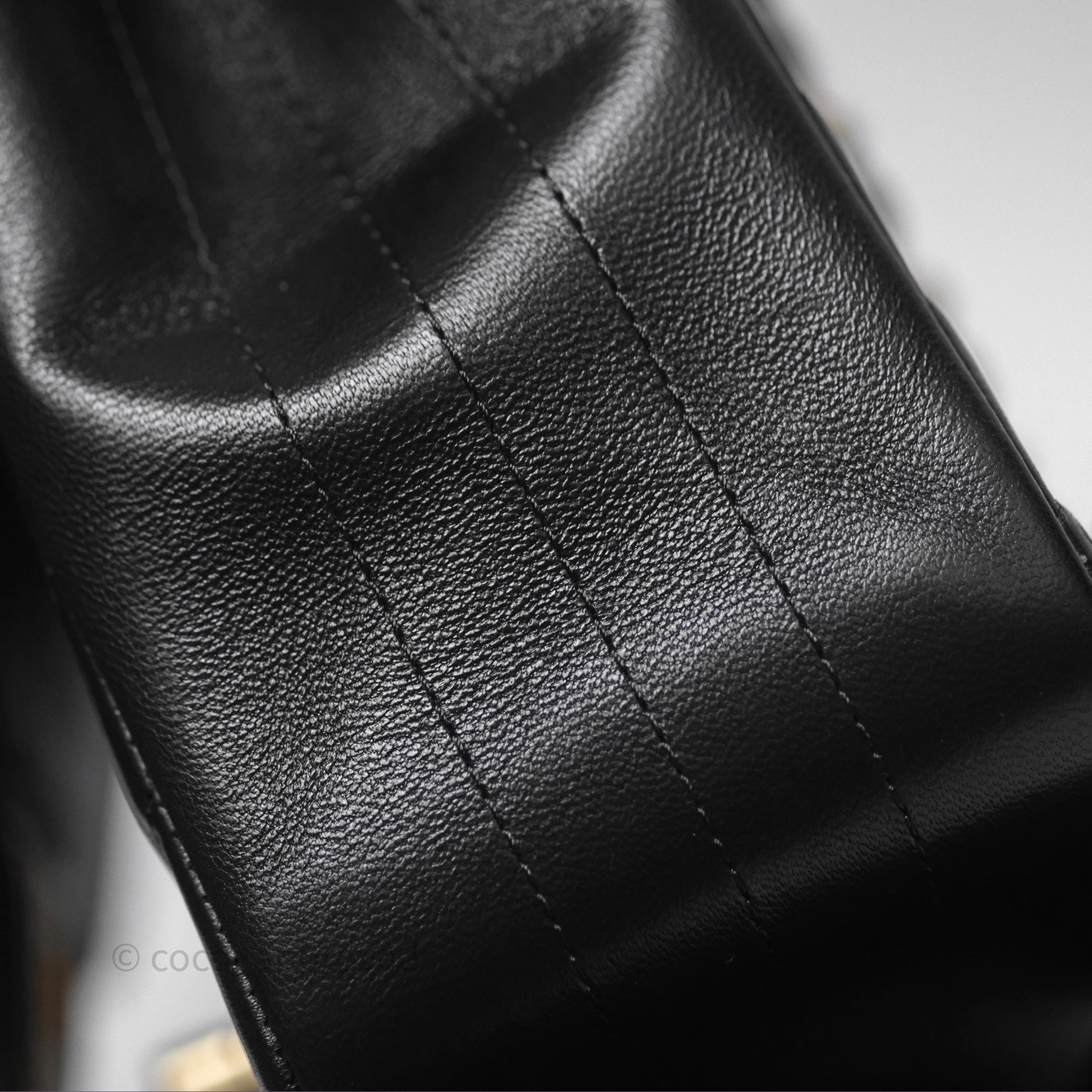 Chanel Mini Square Flap Chevron Black Lambskin Aged Gold Hardware