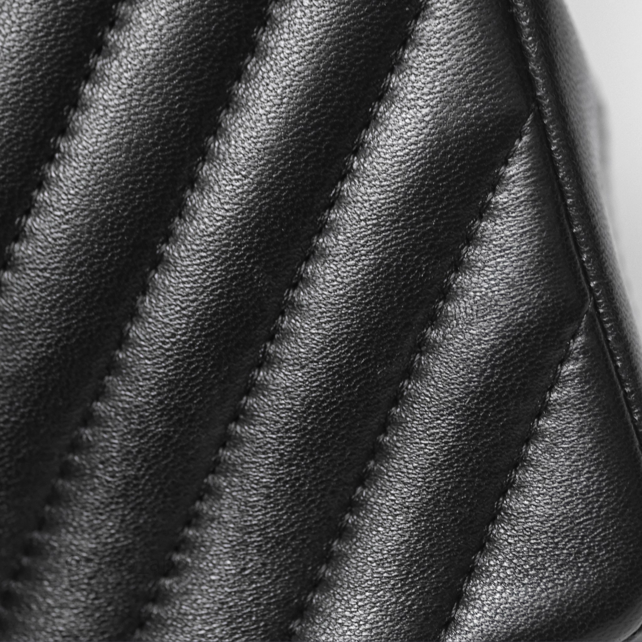 Chanel Mini Square Flap Chevron Black Lambskin Aged Gold Hardware