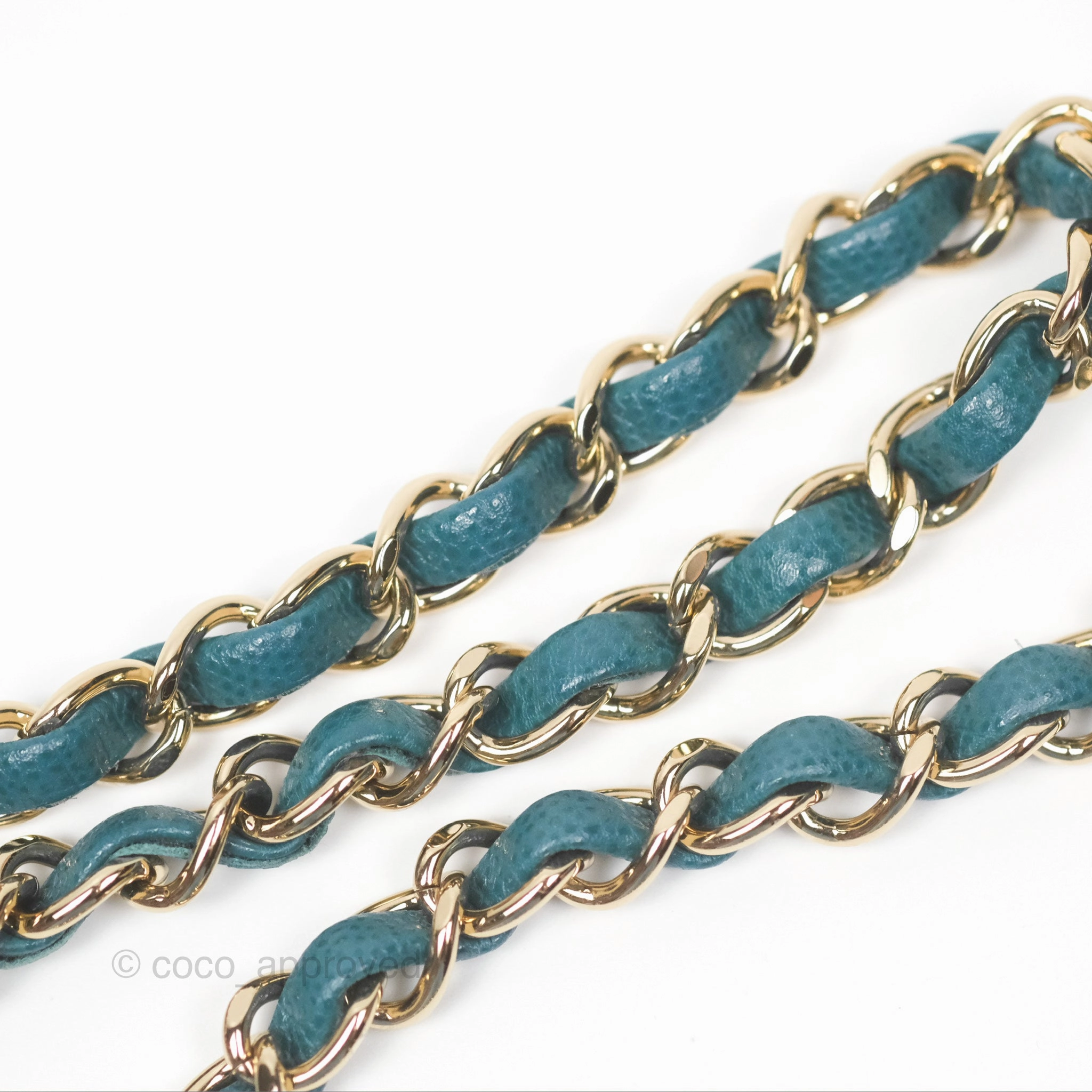Chanel Mini Square Flap Chevron Teal Caviar Gold Hardware