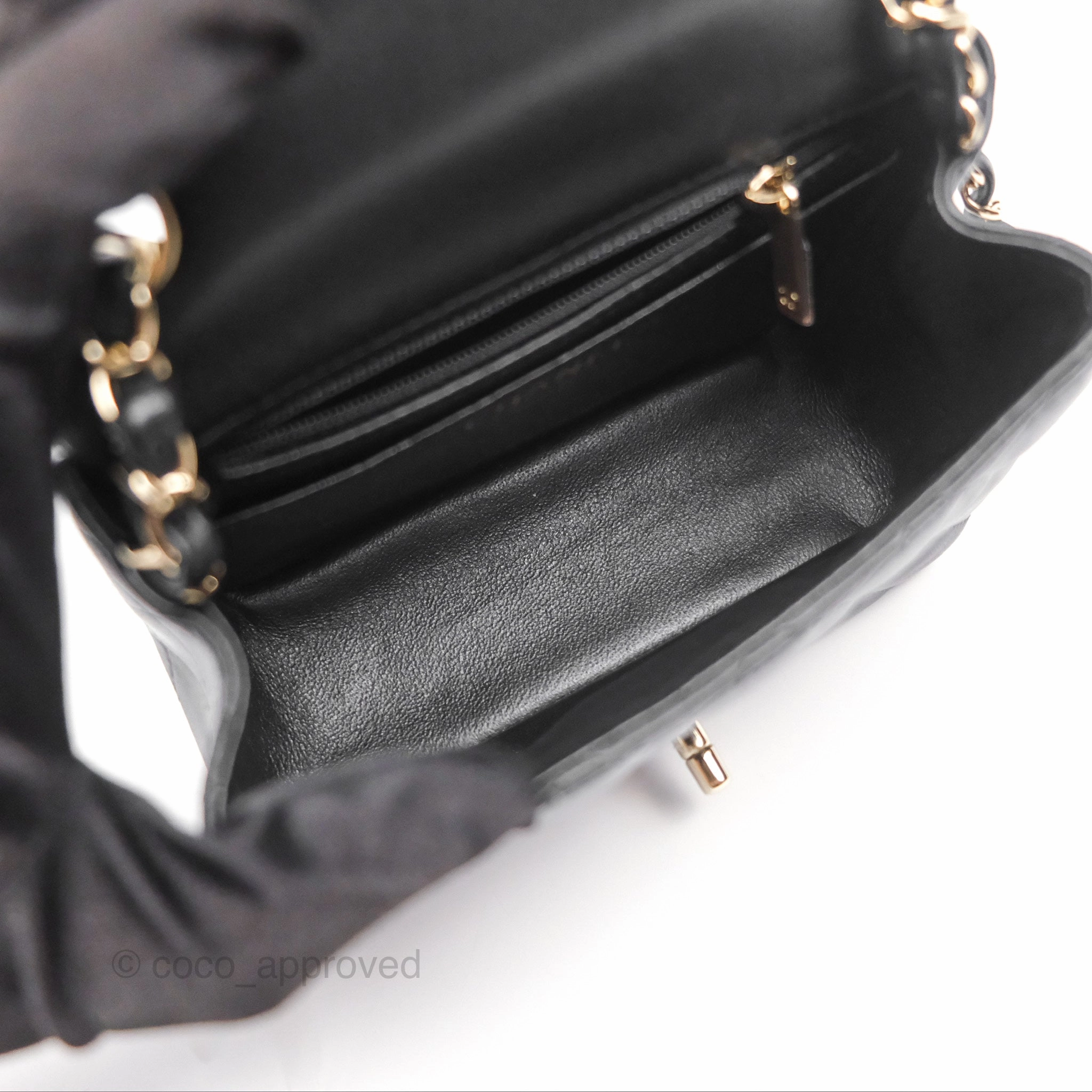 Chanel Mini Square Flap Quilted Black Lambskin Gold Hardware
