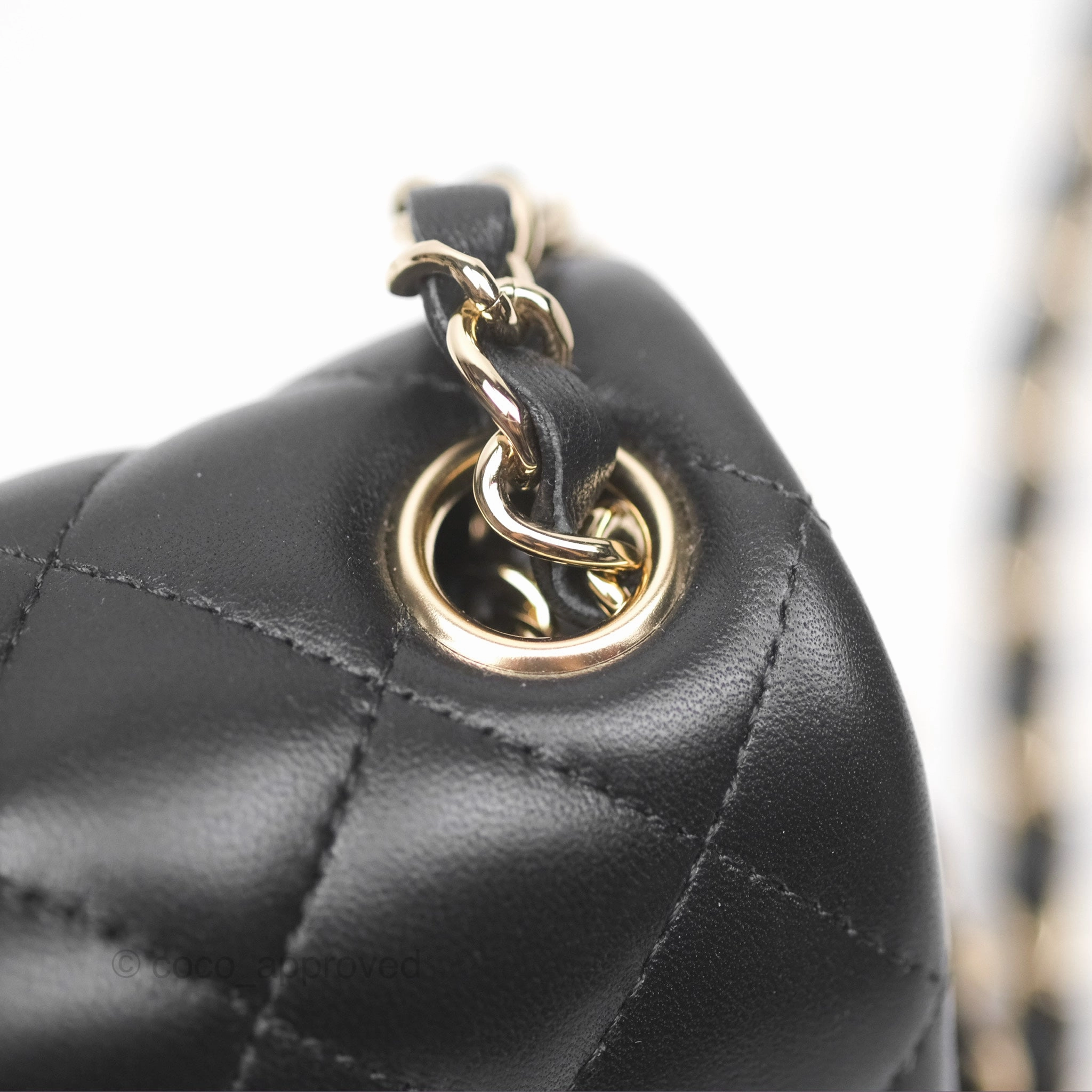 Chanel Mini Square Flap Quilted Black Lambskin Gold Hardware