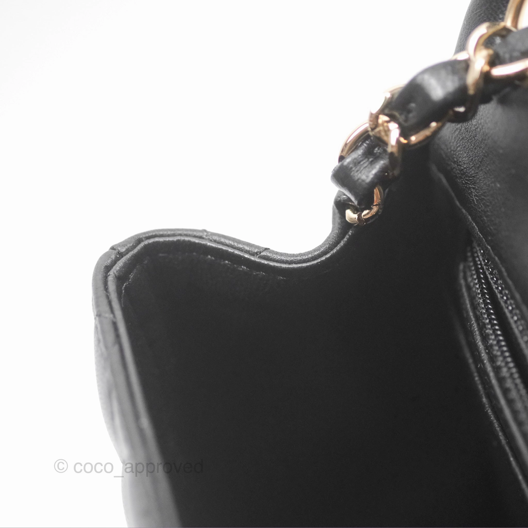 Chanel Mini Square Flap Quilted Black Lambskin Gold Hardware