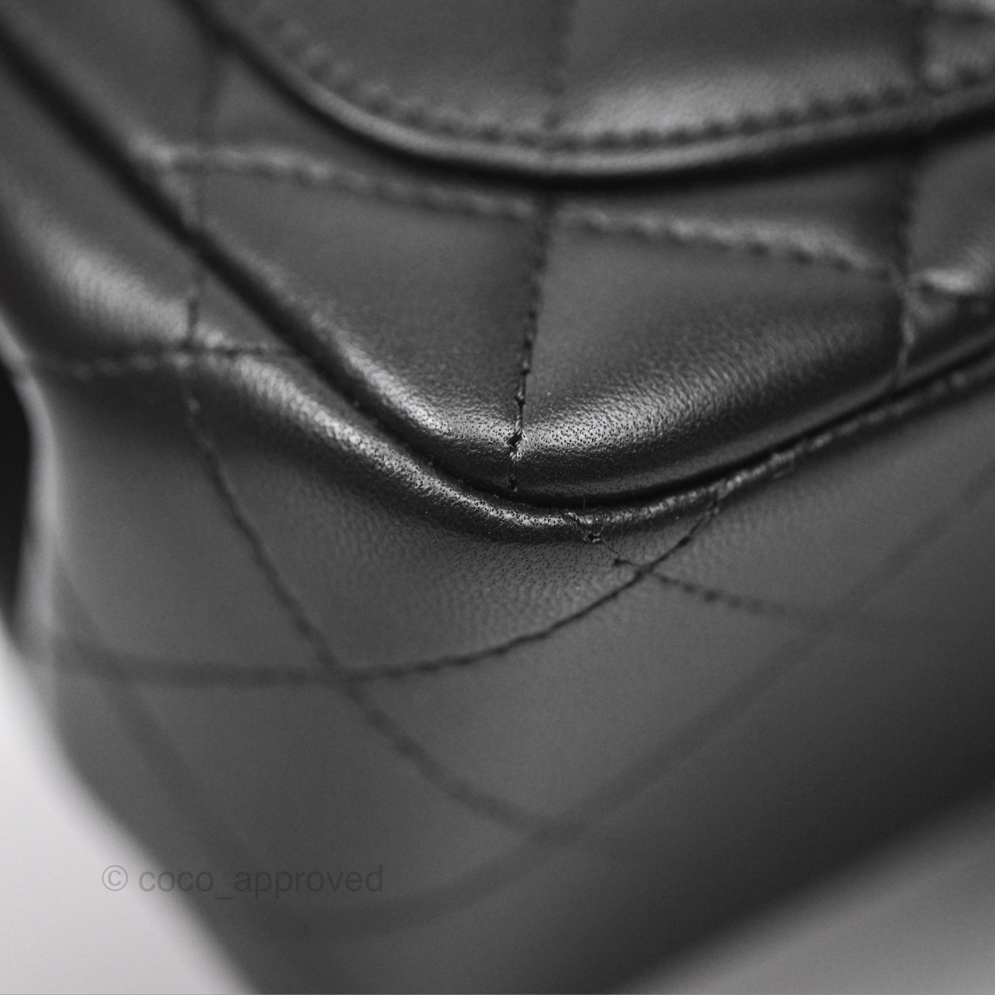 Chanel Mini Square Flap Quilted Black Lambskin Gold Hardware