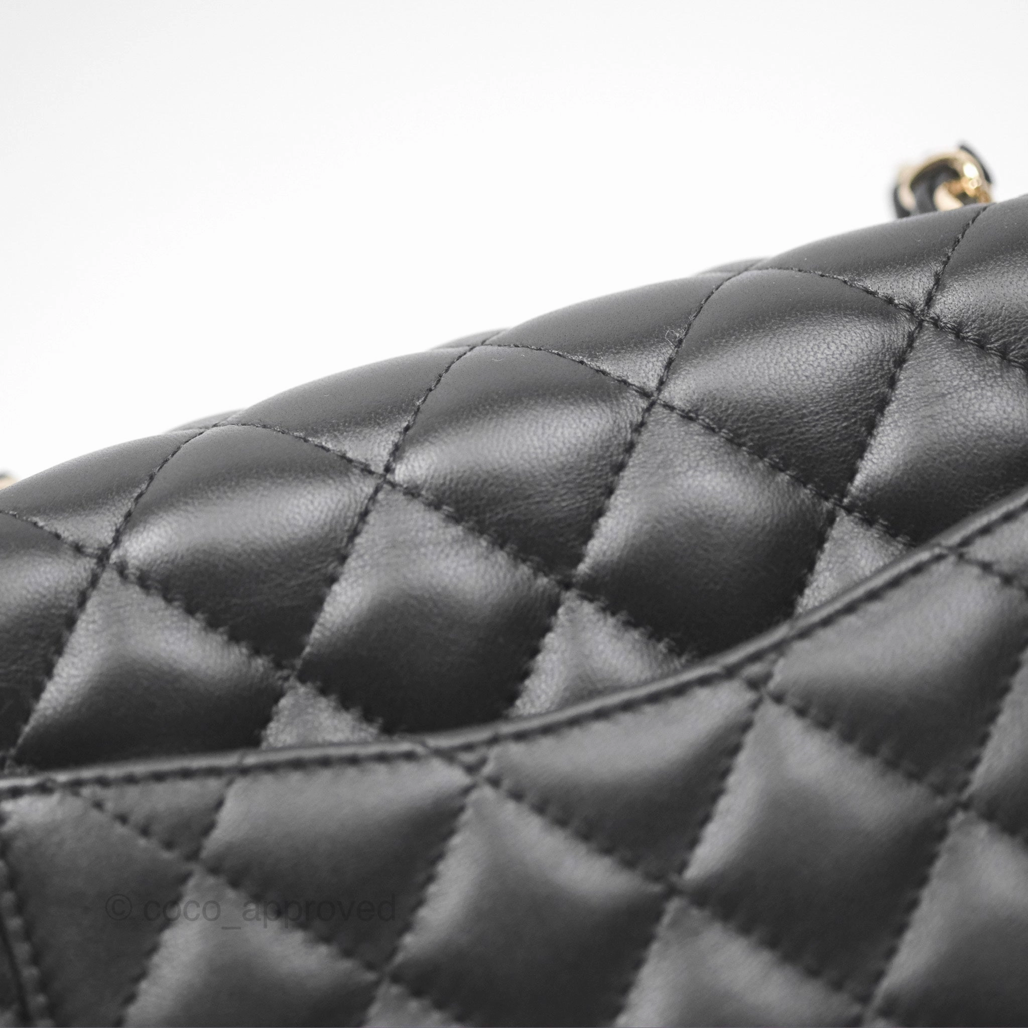 Chanel Mini Square Flap Quilted Black Lambskin Gold Hardware