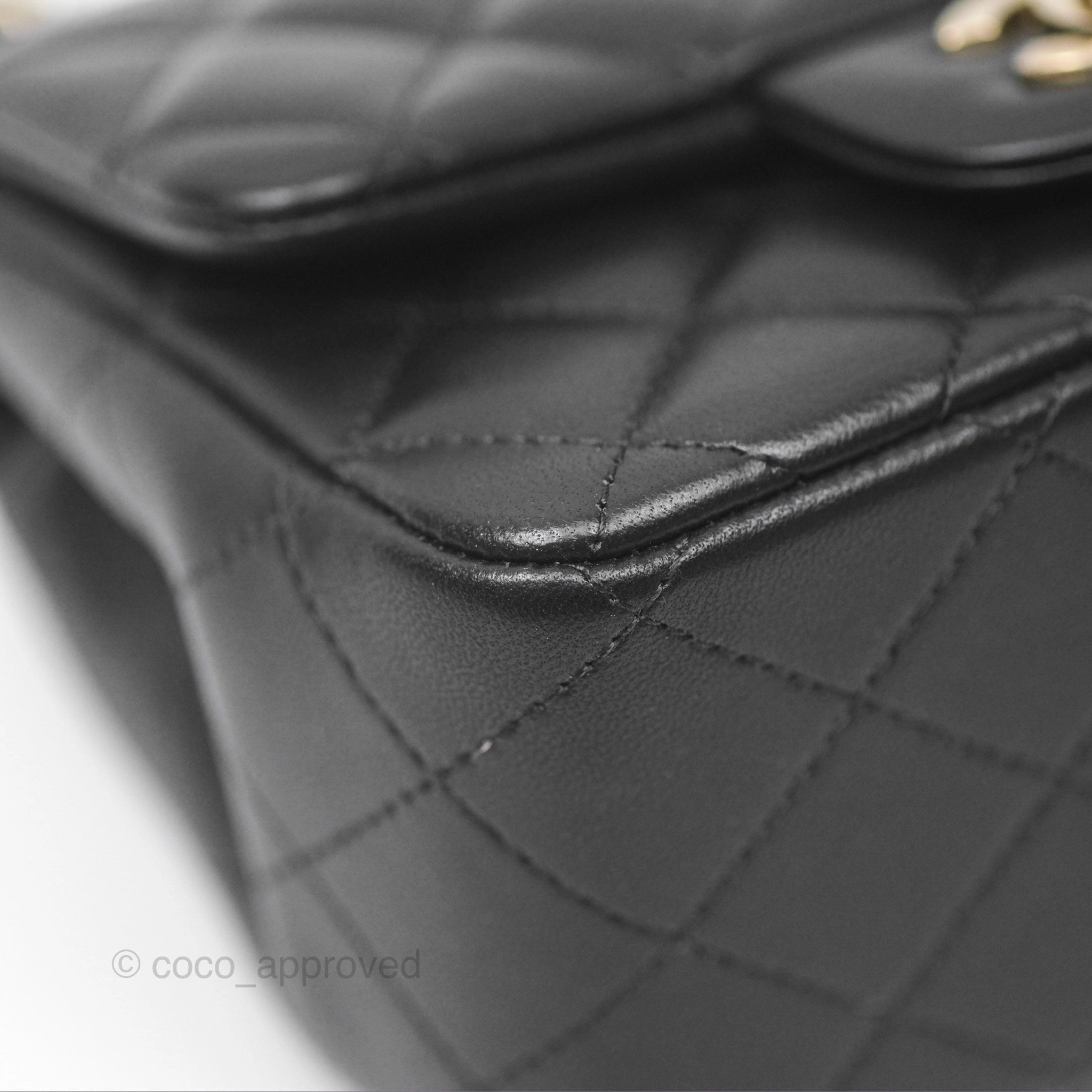 Chanel Mini Square Flap Quilted Black Lambskin Gold Hardware