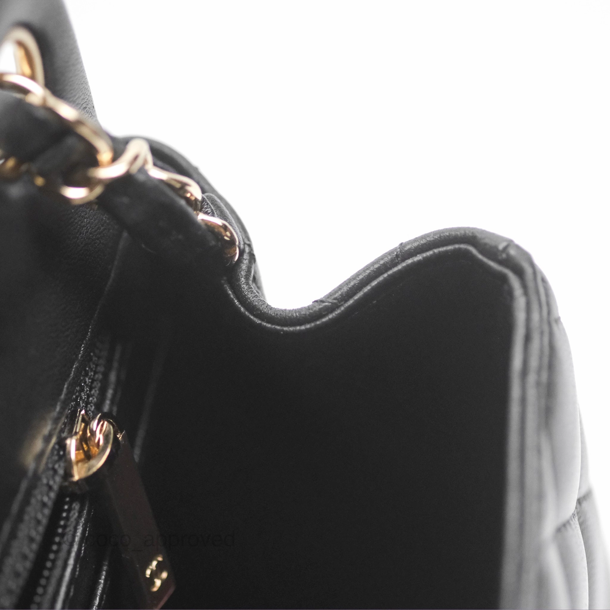 Chanel Mini Square Flap Quilted Black Lambskin Gold Hardware