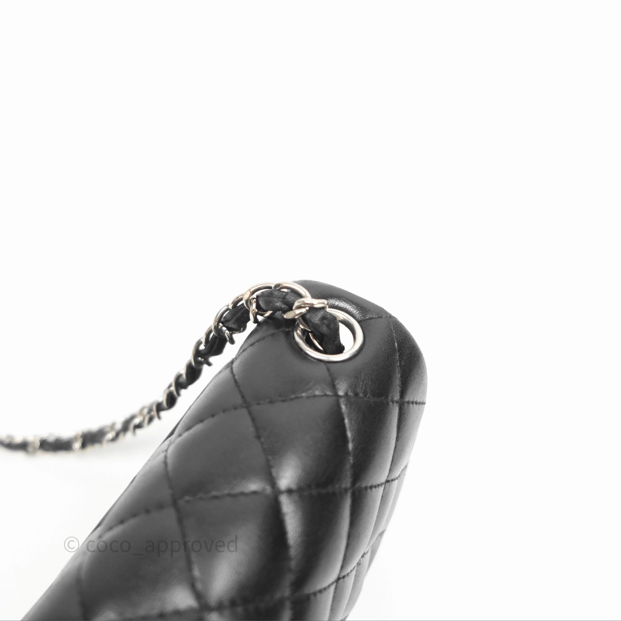 Chanel Mini Square Flap Quilted Black Lambskin Silver Hardware