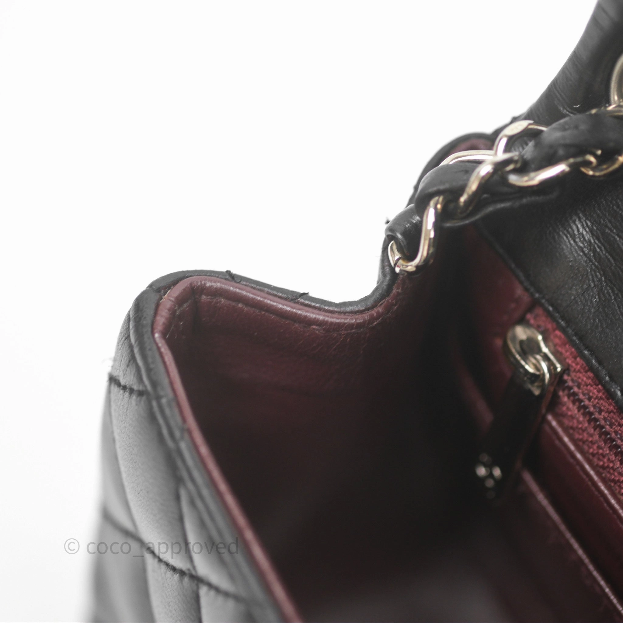 Chanel Mini Square Flap Quilted Black Lambskin Silver Hardware
