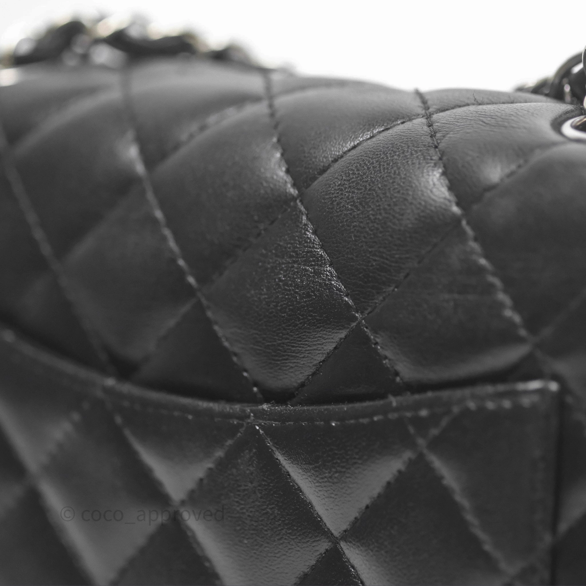 Chanel Mini Square Flap Quilted Black Lambskin Silver Hardware