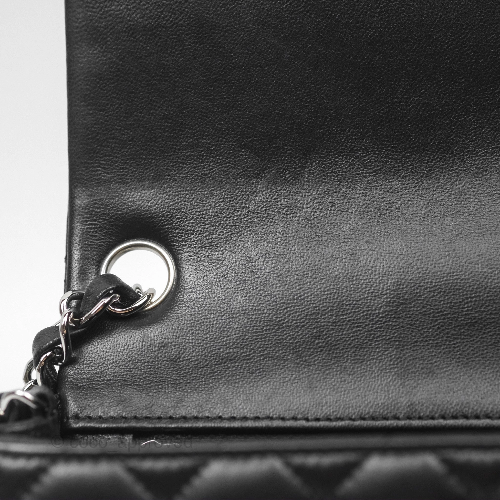 Chanel Mini Square Flap Quilted Black Lambskin Silver Hardware