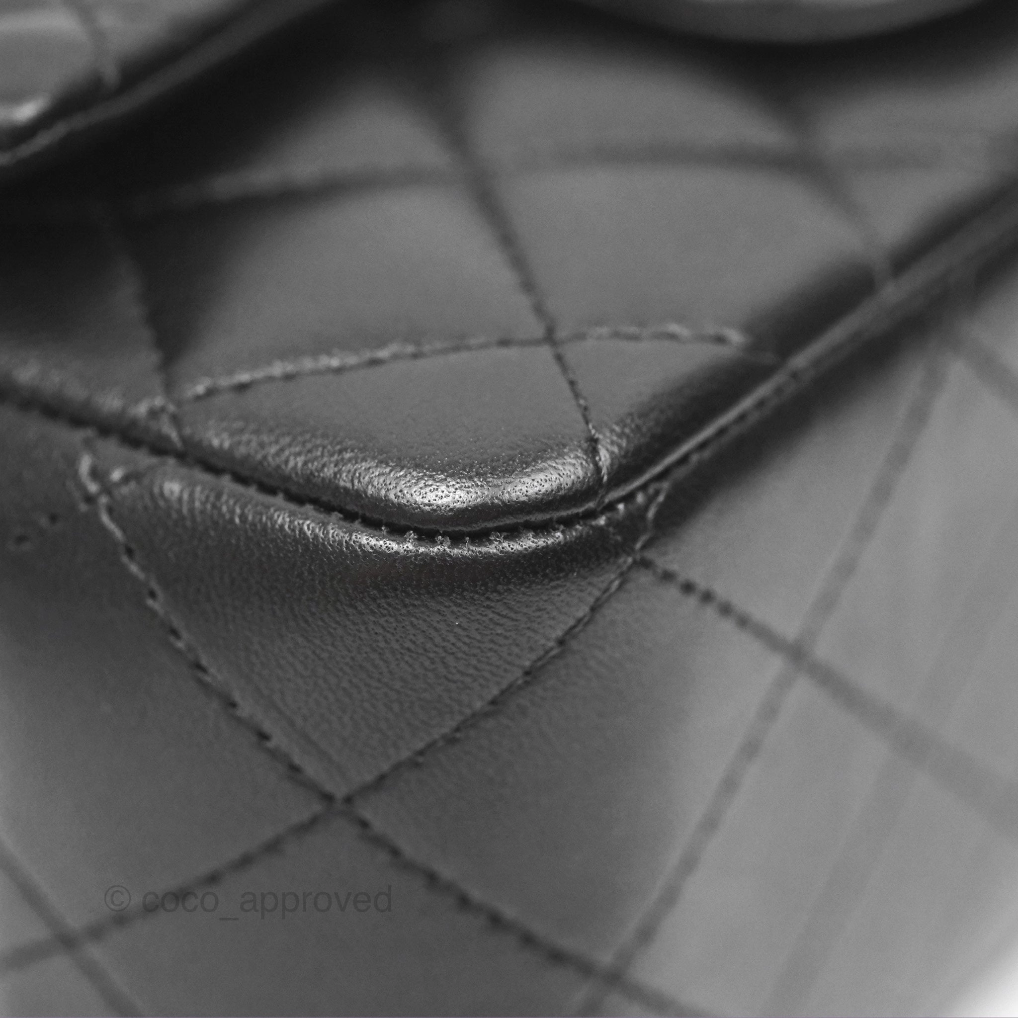 Chanel Mini Square Flap Quilted Black Lambskin Silver Hardware