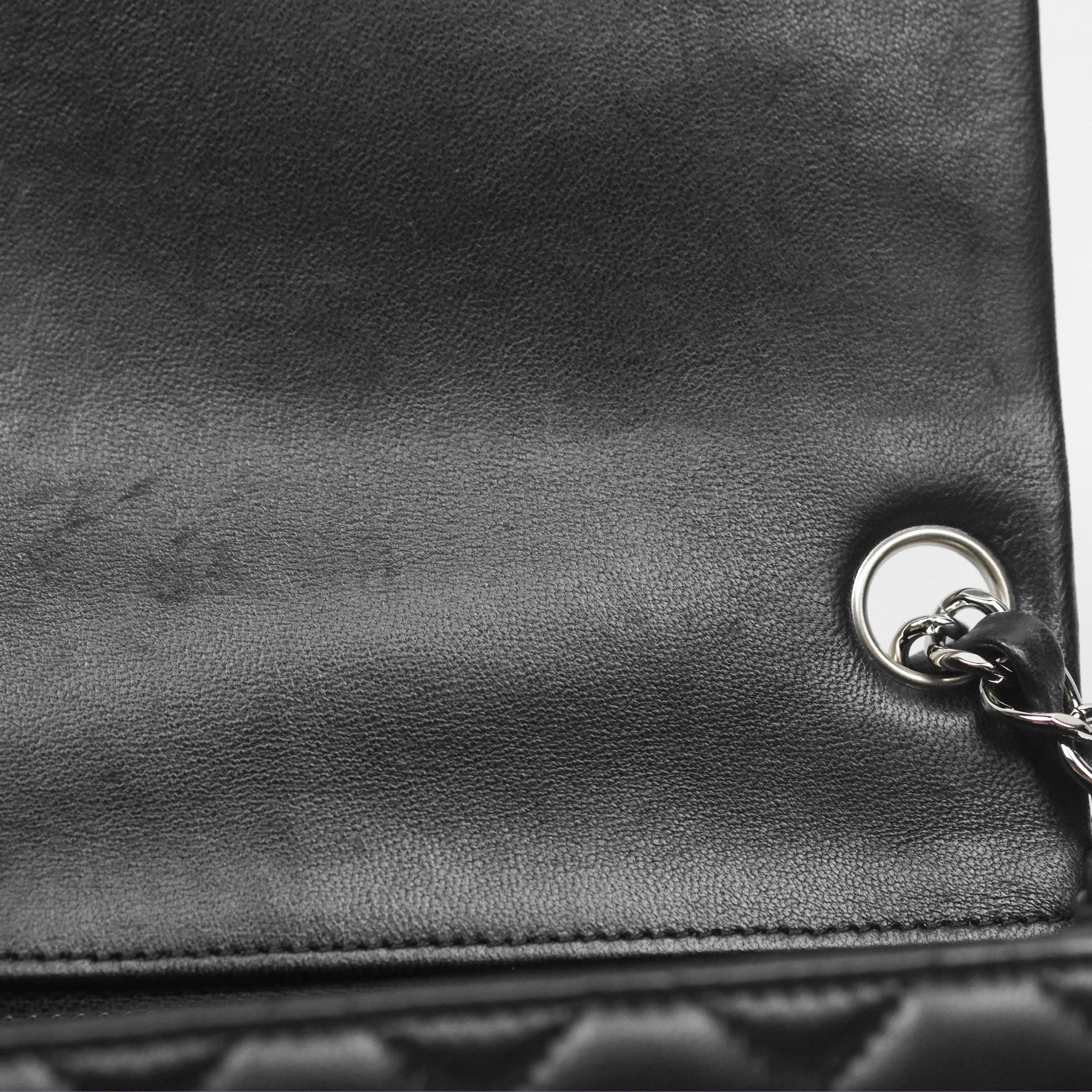 Chanel Mini Square Flap Quilted Black Lambskin Silver Hardware