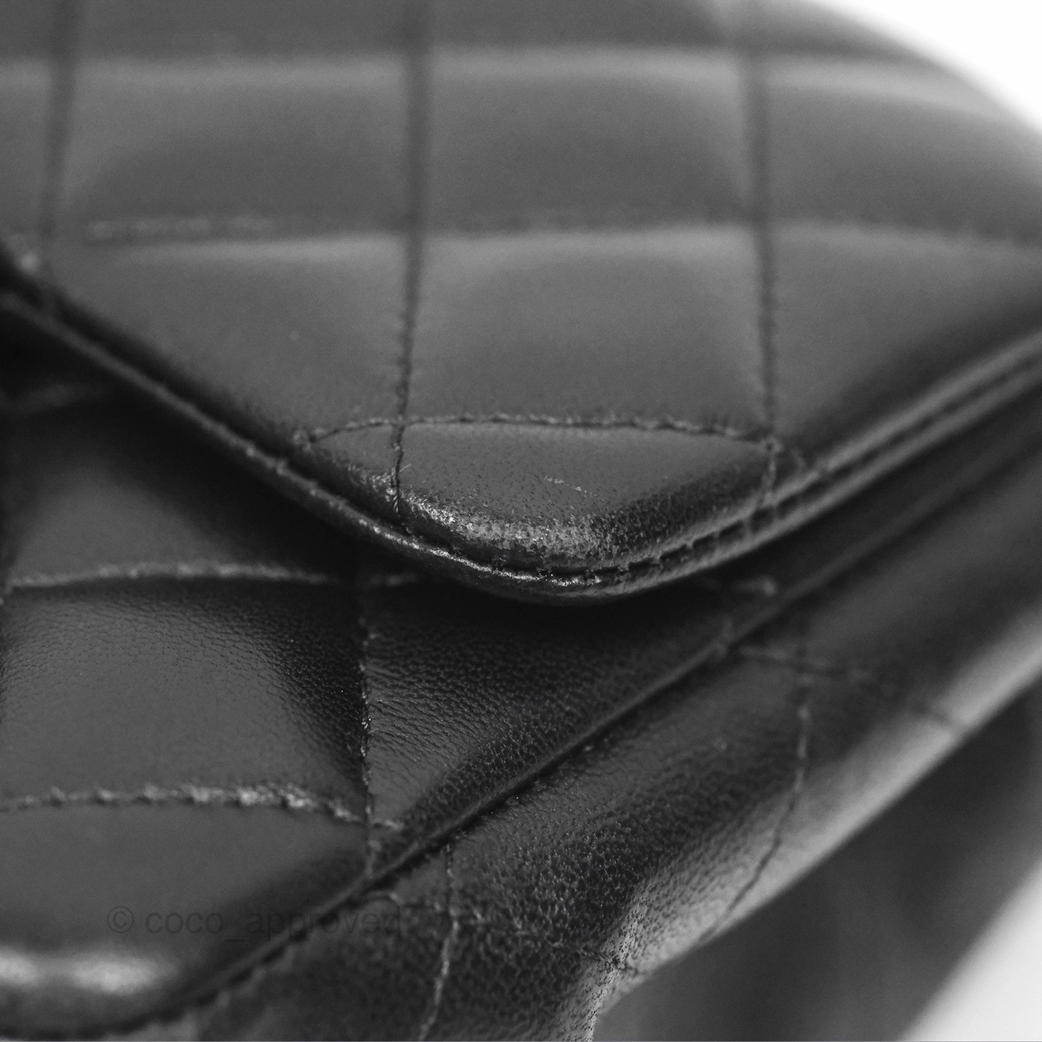 Chanel Mini Square Flap Quilted Black Lambskin Silver Hardware