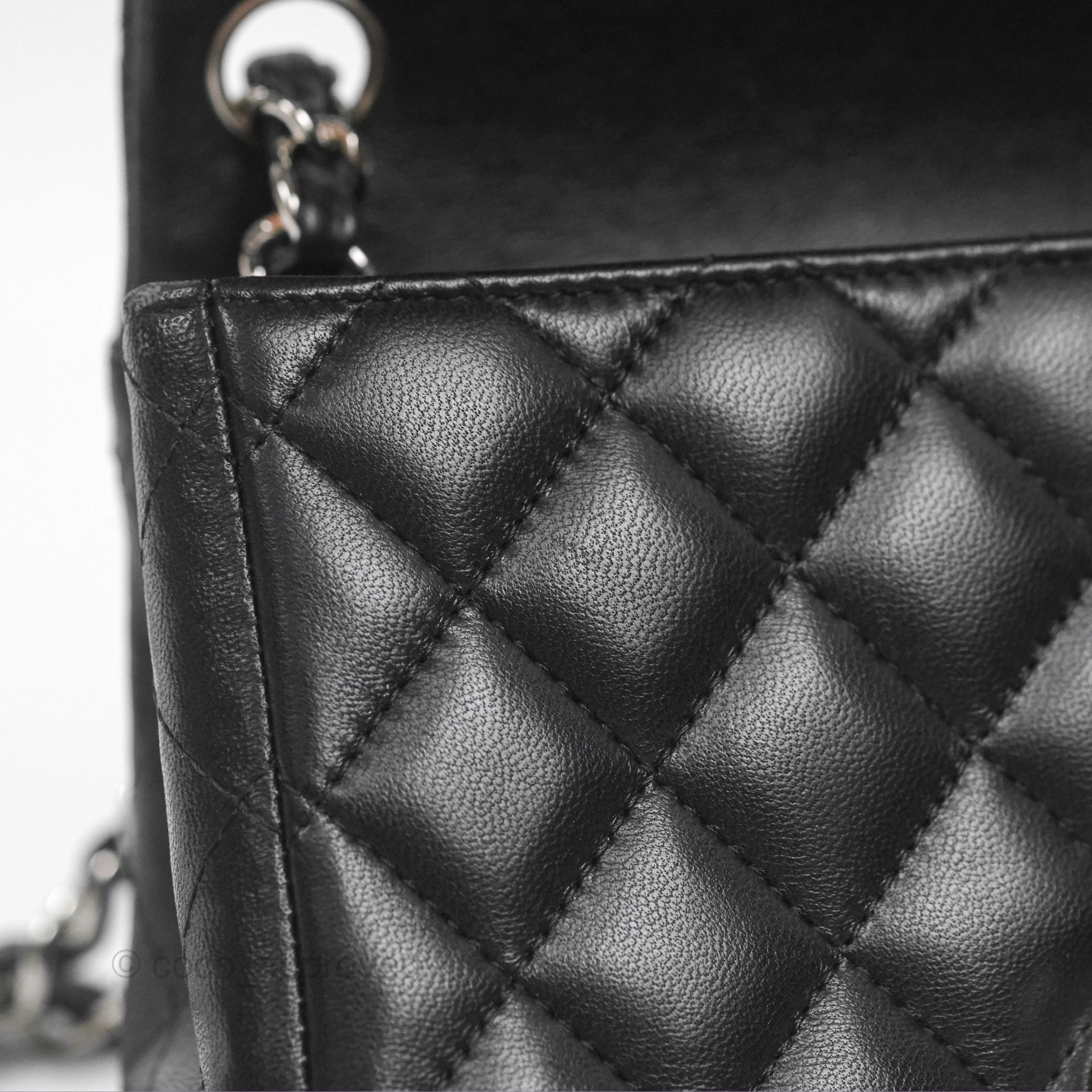 Chanel Mini Square Flap Quilted Black Lambskin Silver Hardware