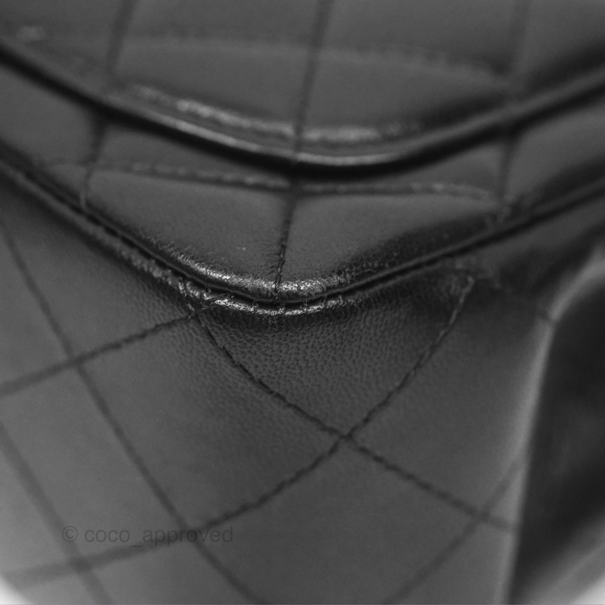Chanel Mini Square Flap Quilted Black Lambskin Silver Hardware