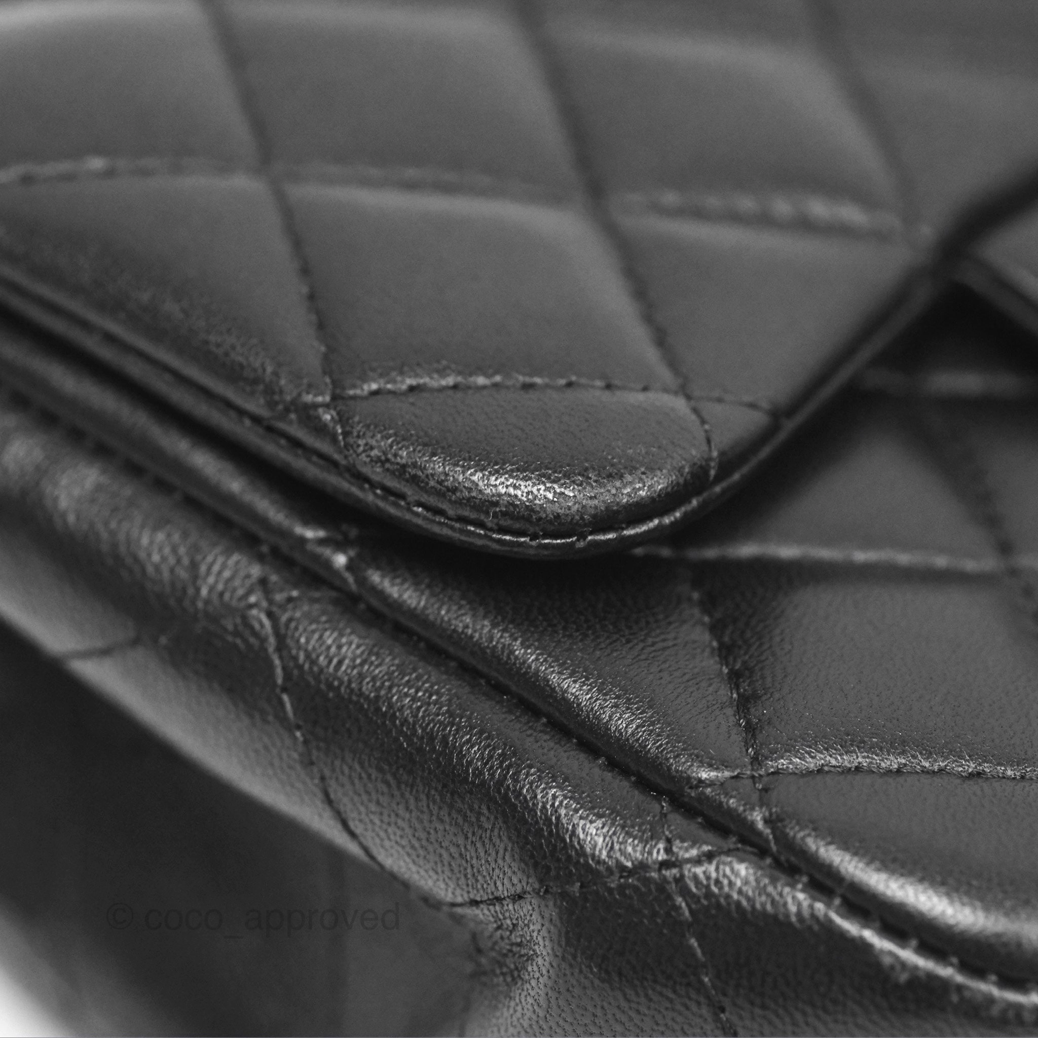 Chanel Mini Square Flap Quilted Black Lambskin Silver Hardware
