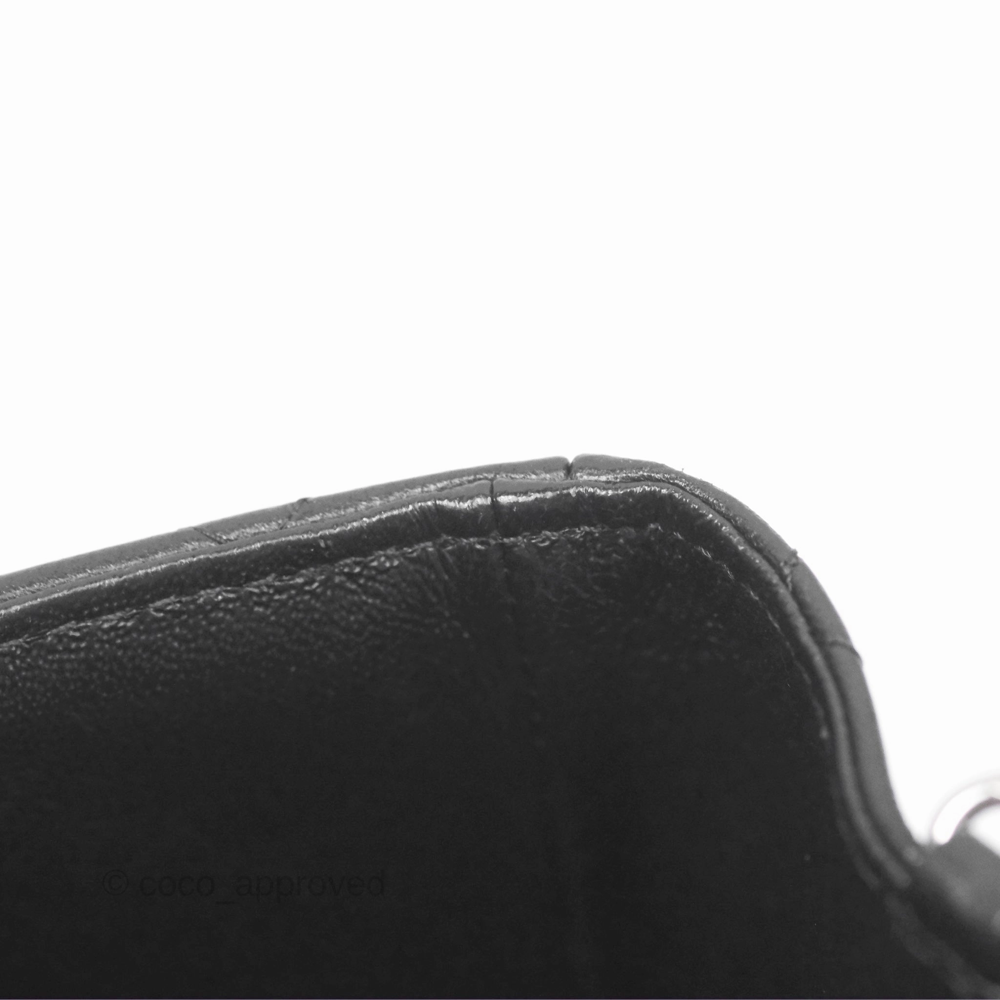 Chanel Mini Square Flap Quilted Black Lambskin Silver Hardware