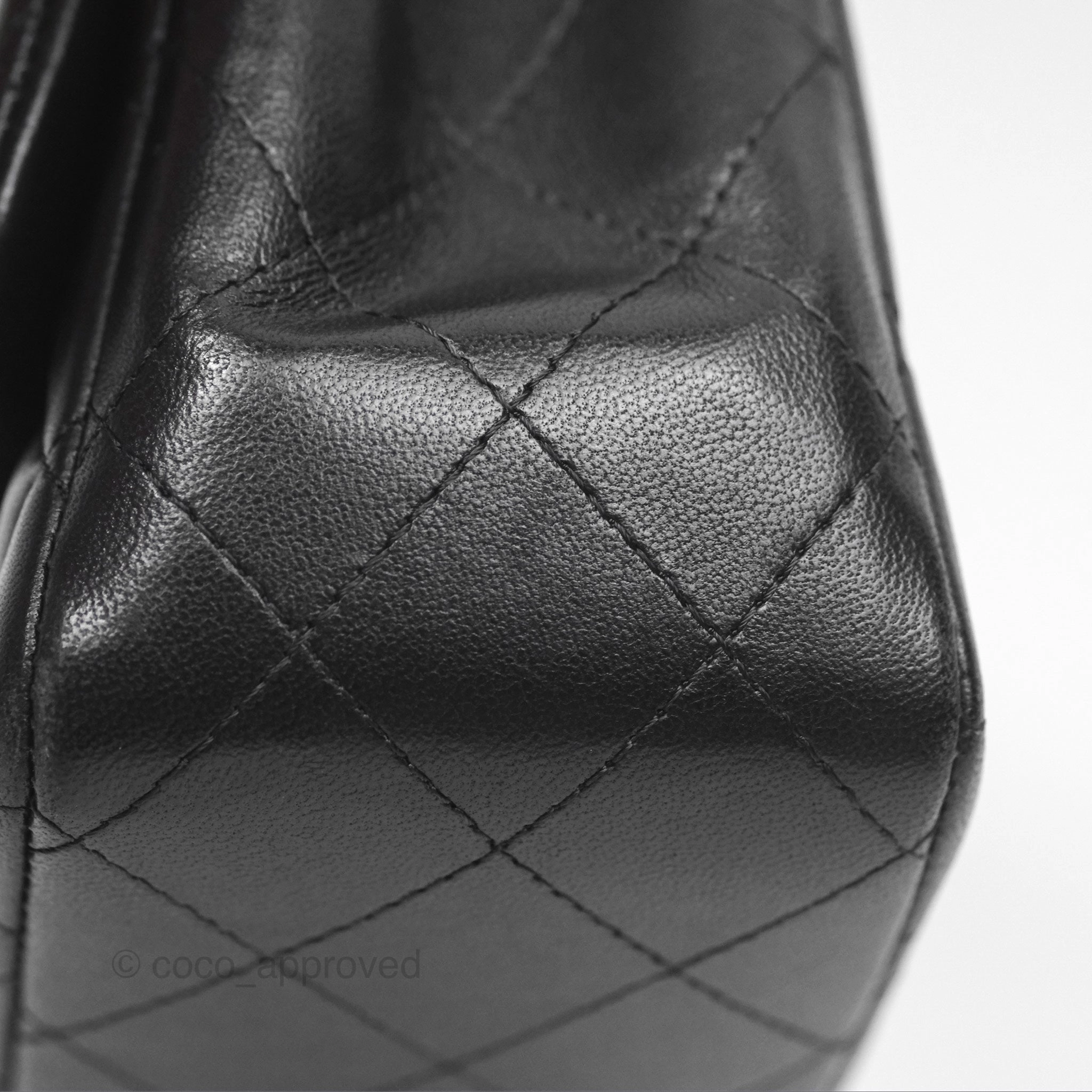 Chanel Mini Square Flap Quilted Black Lambskin Silver Hardware