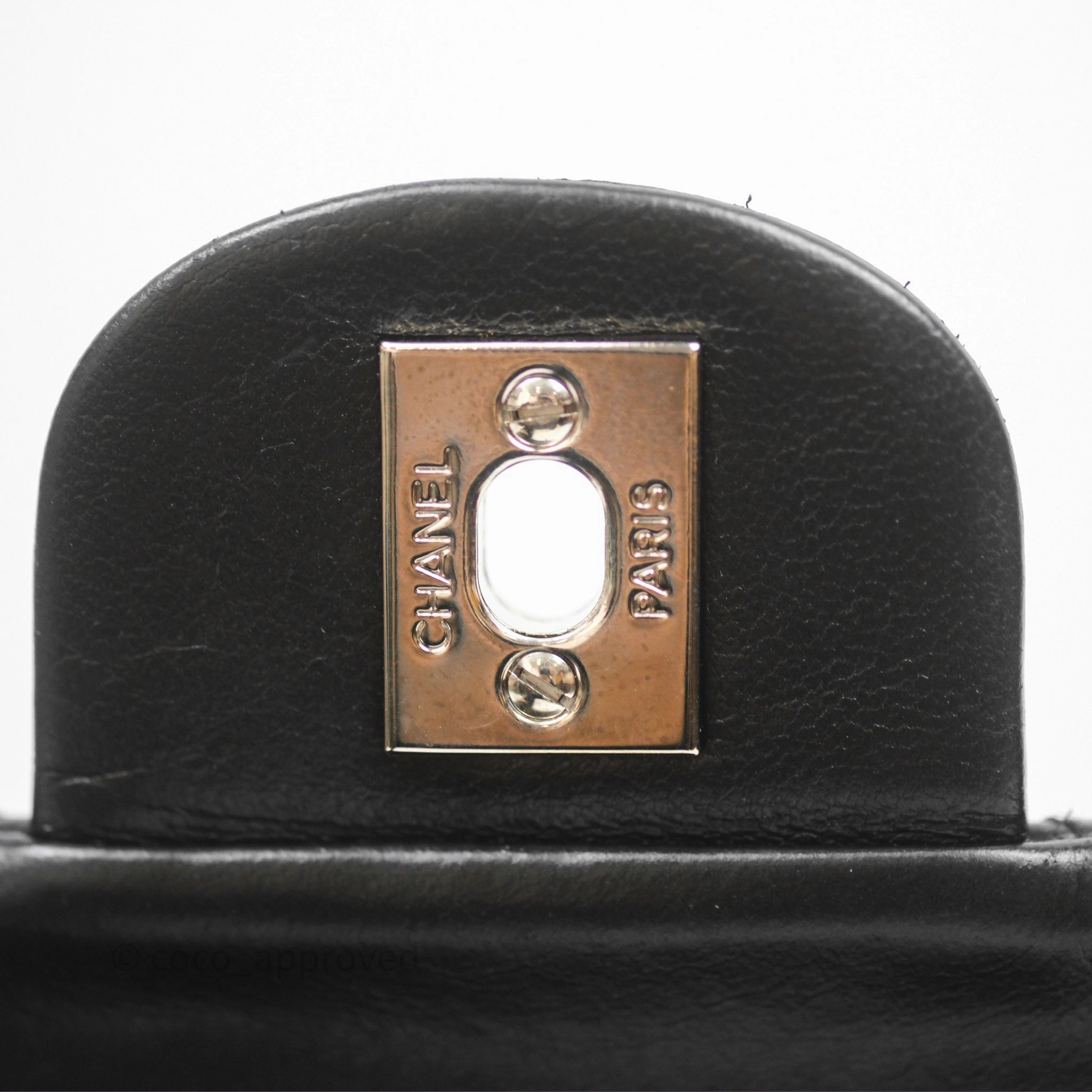 Chanel Mini Square Flap Quilted Black Lambskin Silver Hardware