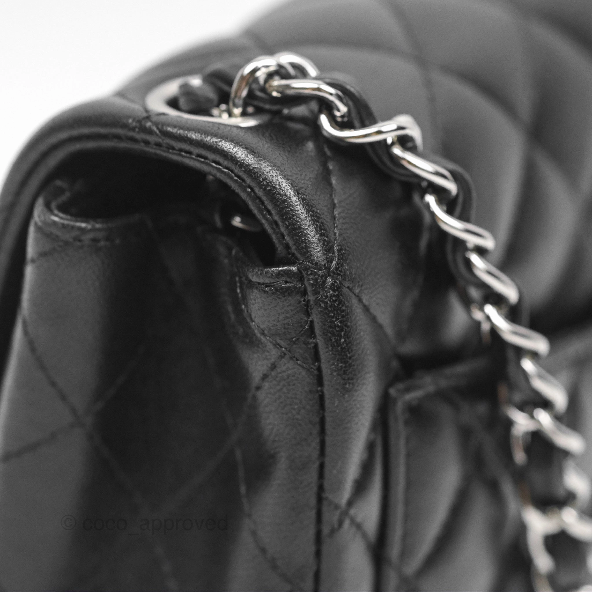Chanel Mini Square Flap Quilted Black Lambskin Silver Hardware