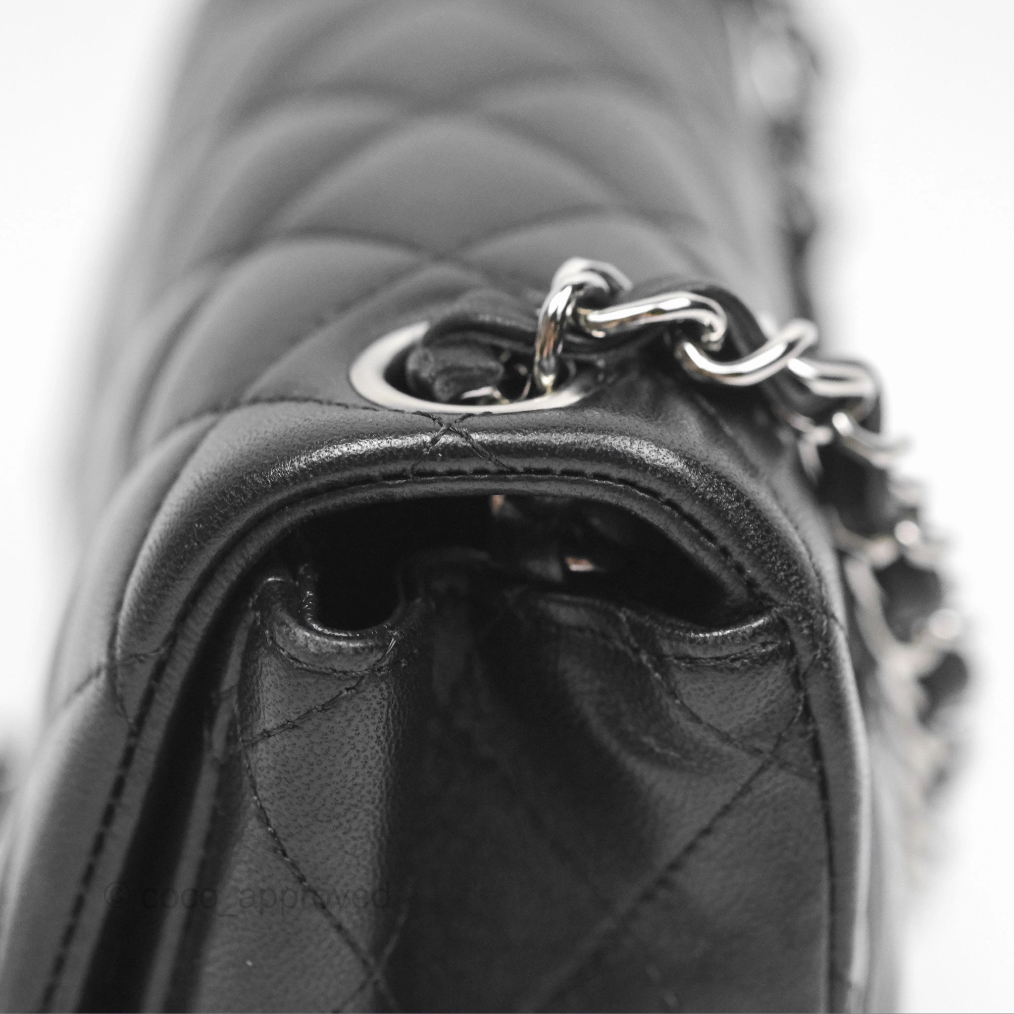 Chanel Mini Square Flap Quilted Black Lambskin Silver Hardware