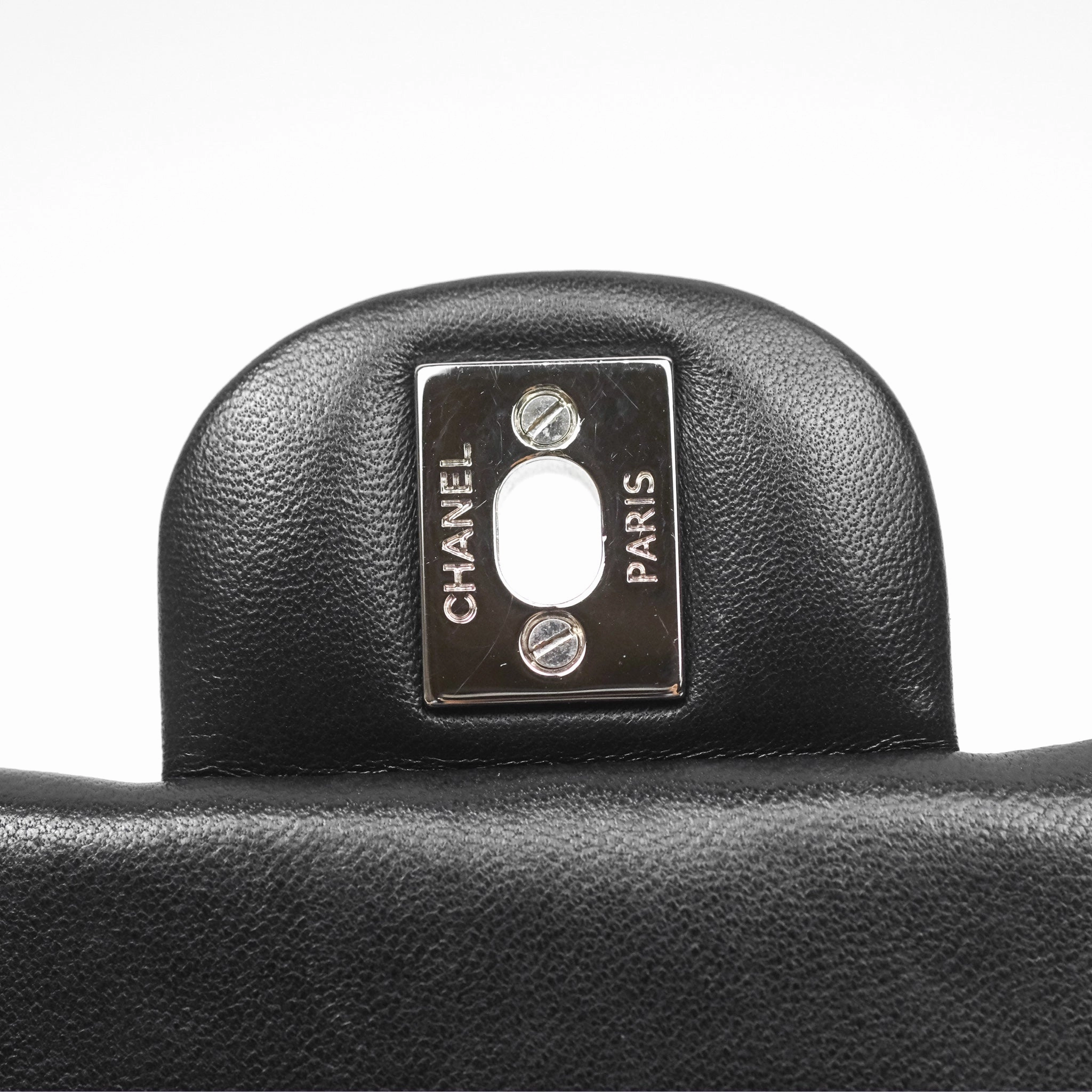Chanel Mini Square Flap Quilted Black Lambskin Silver Hardware