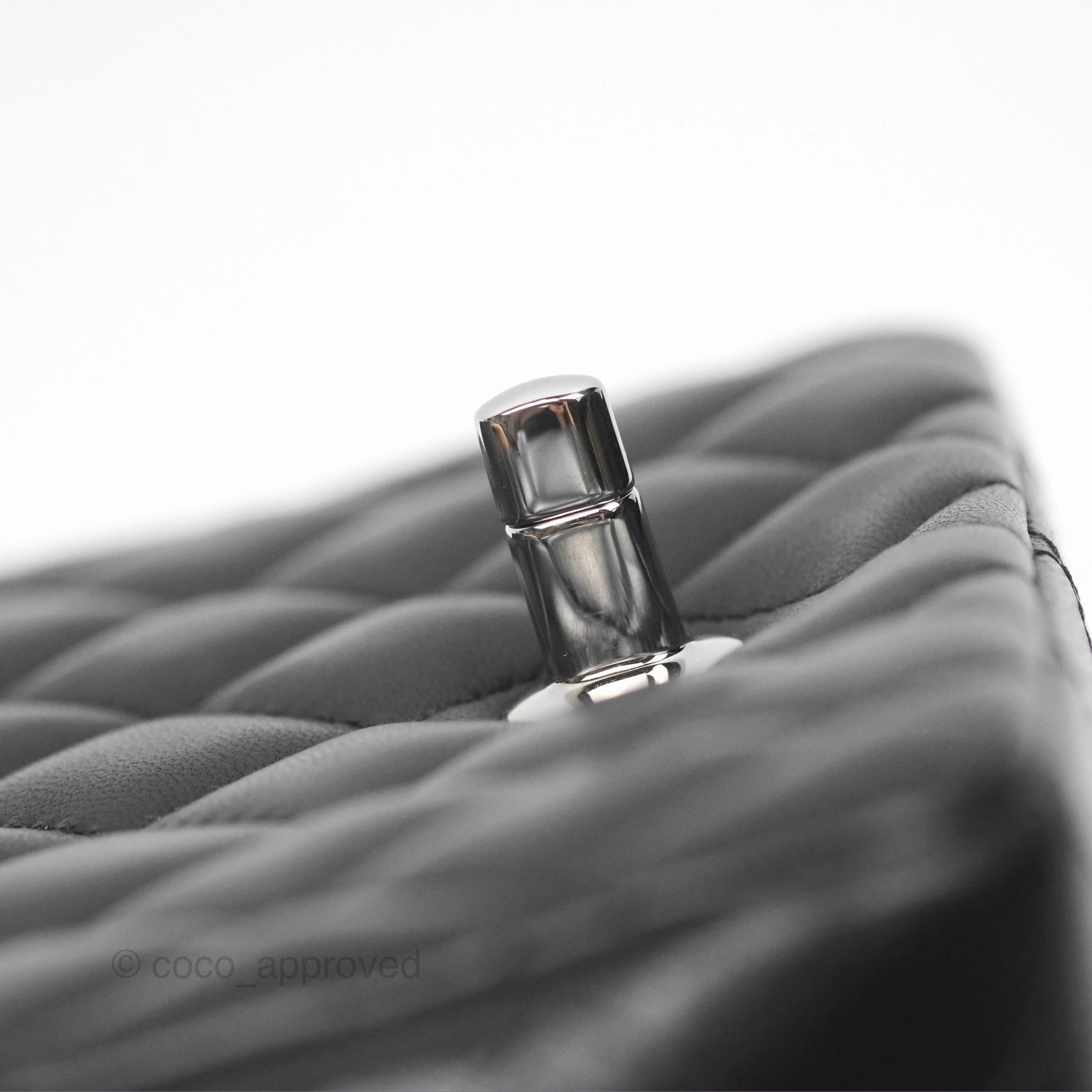 Chanel Mini Square Flap Quilted Black Lambskin Silver Hardware