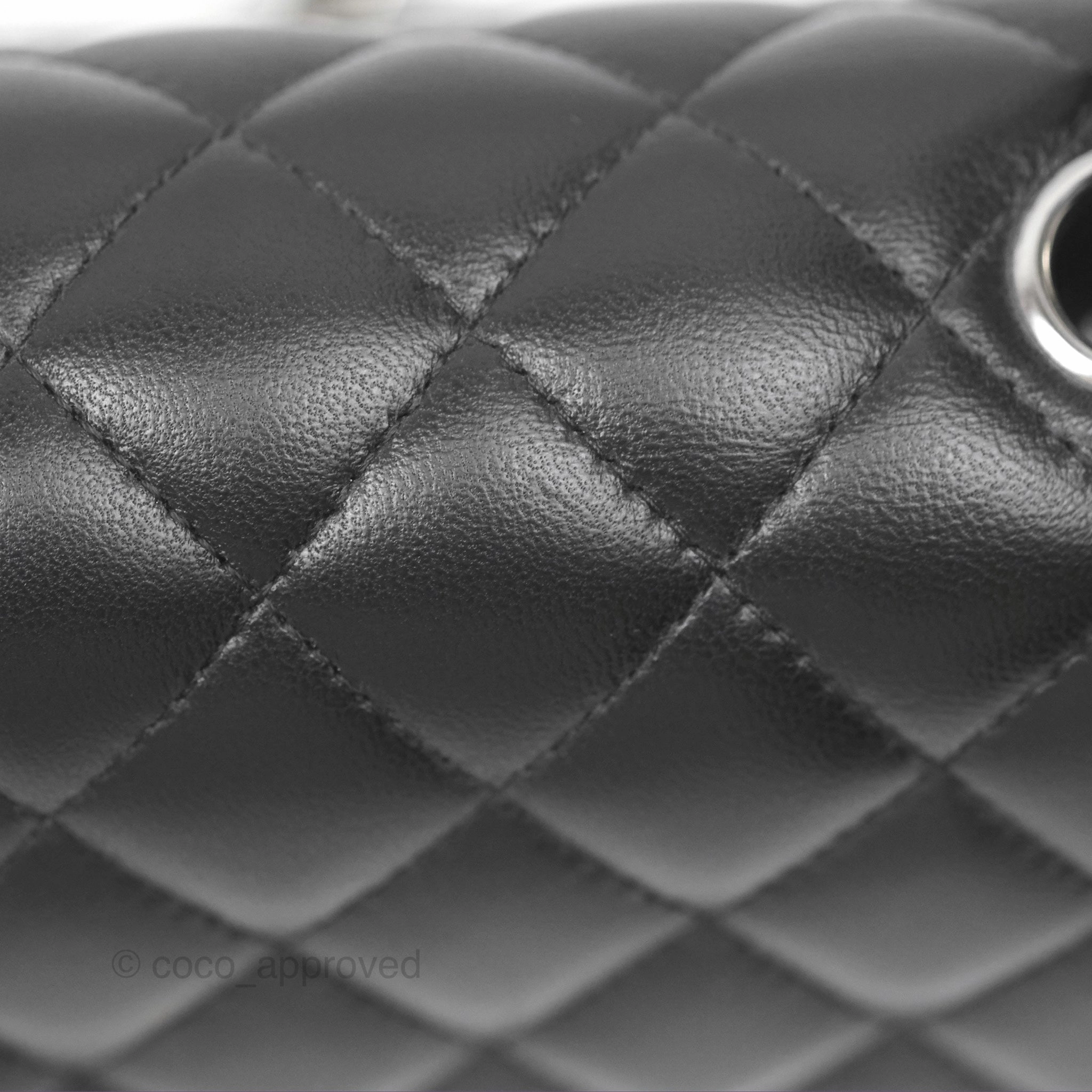 Chanel Mini Square Flap Quilted Black Lambskin Silver Hardware