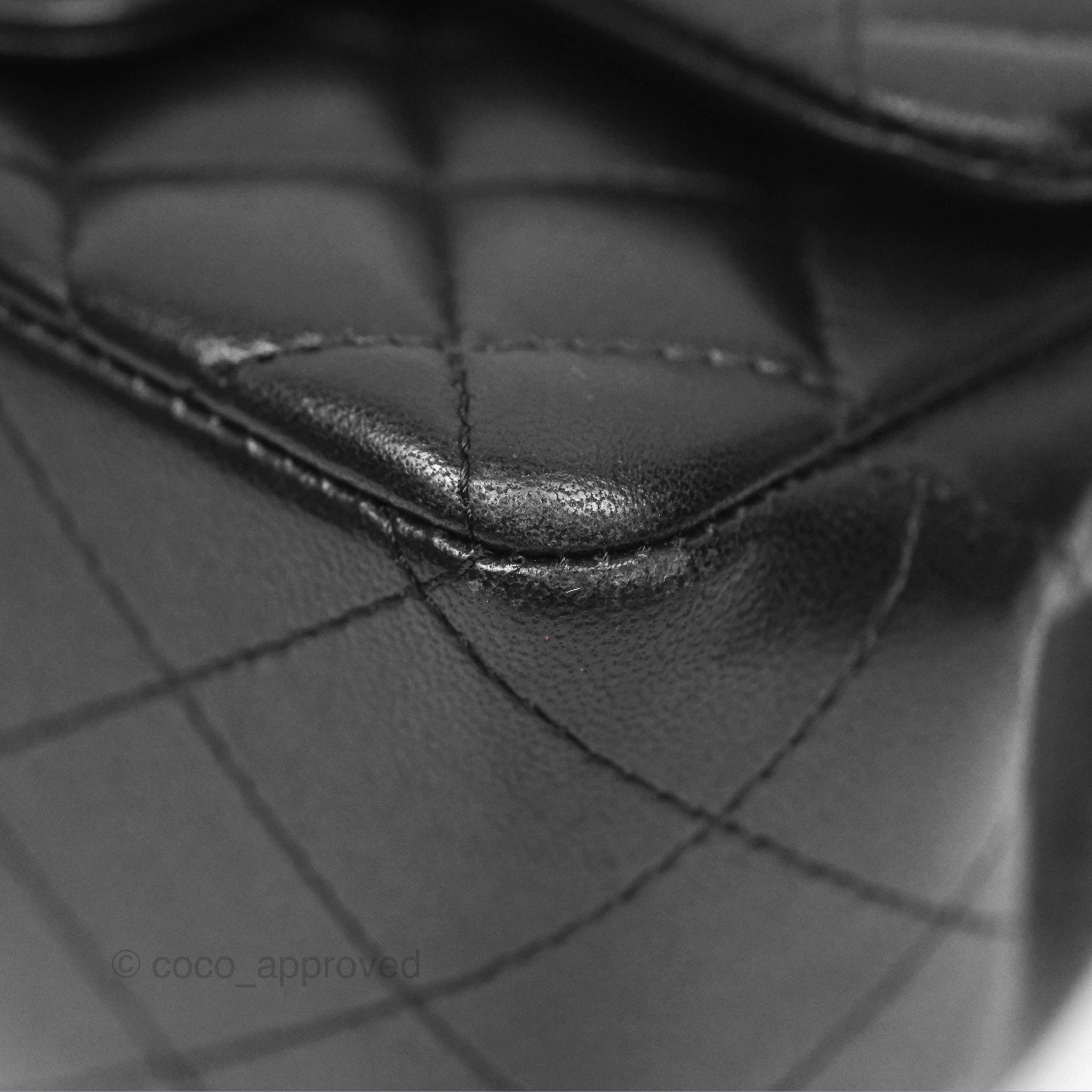 Chanel Mini Square Flap Quilted Black Lambskin Silver Hardware