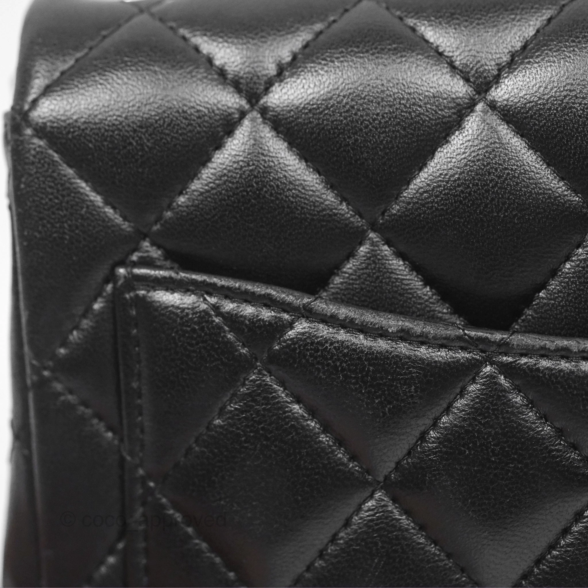 Chanel Mini Square Flap Quilted Black Lambskin Silver Hardware