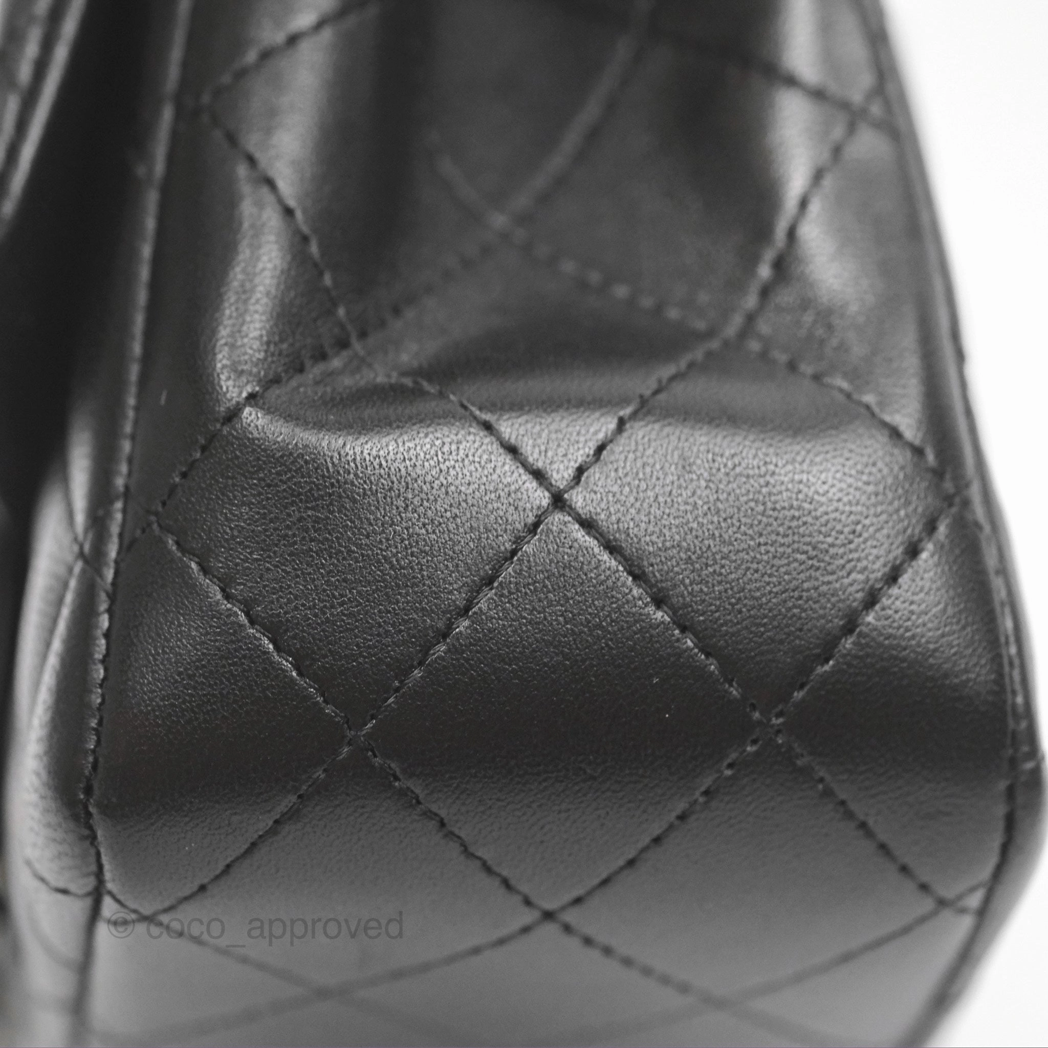 Chanel Mini Square Flap Quilted Black Lambskin Silver Hardware