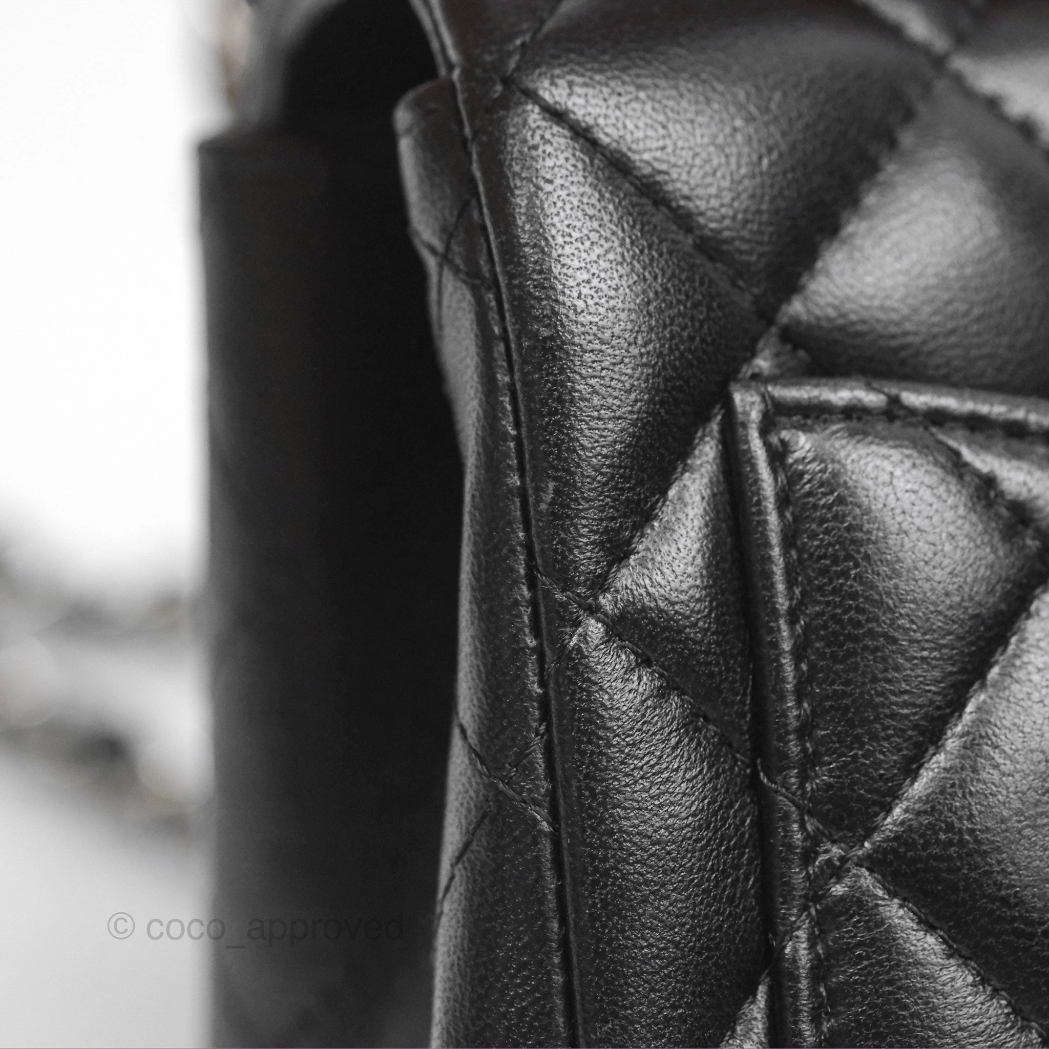 Chanel Mini Square Flap Quilted Black Lambskin Silver Hardware